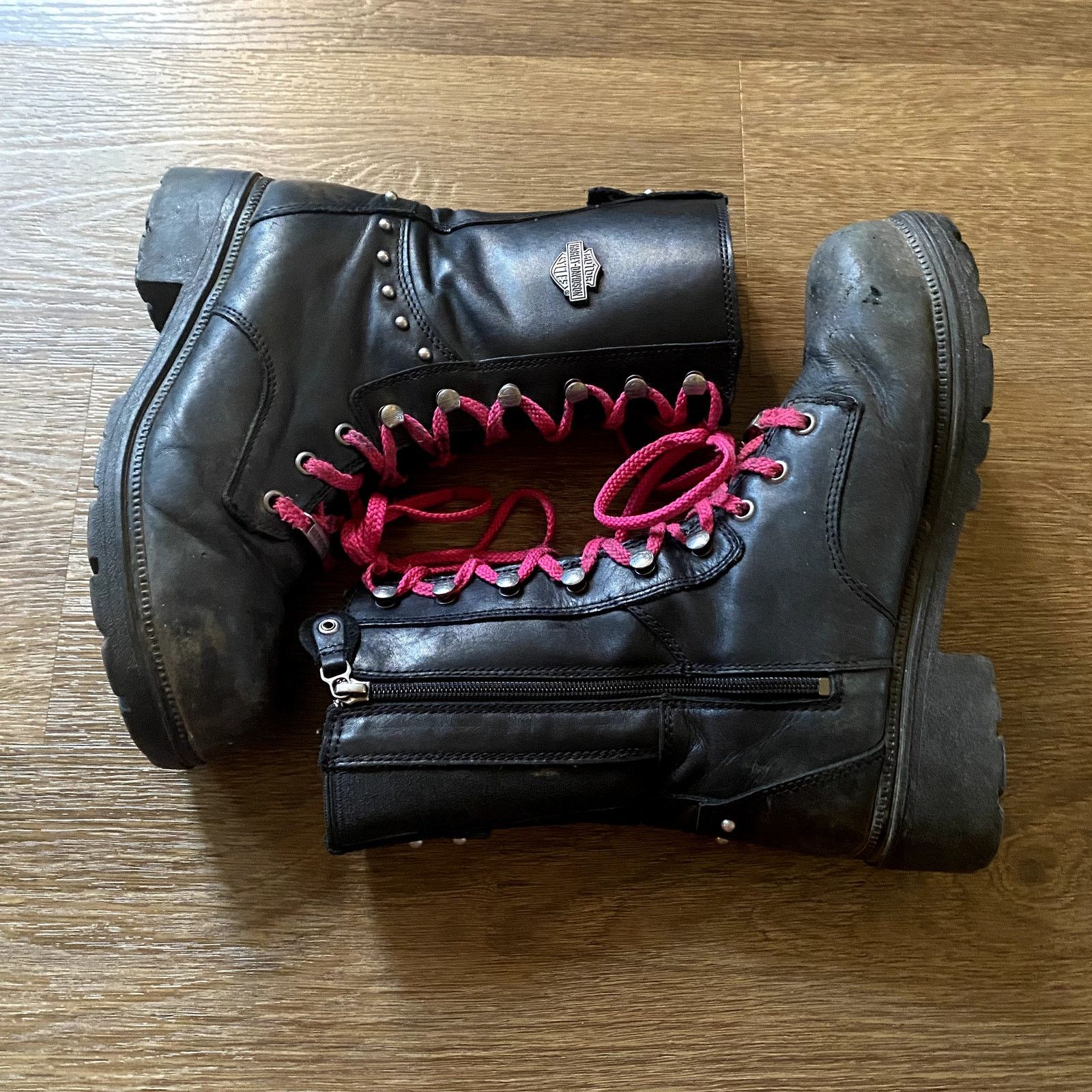 Harley Davidson Harley Davidson Leather Pink Lace-up Boots Size US 9 / IT 39 - 3 Thumbnail