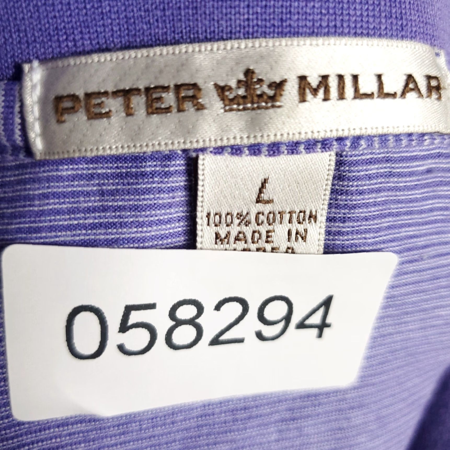 Peter Millar Peter Millar Polo Shirt Mens Size Large Purple Striped Cotton Golf Short Sleeve* Size US L / EU 52-54 / 3 - 7 Thumbnail