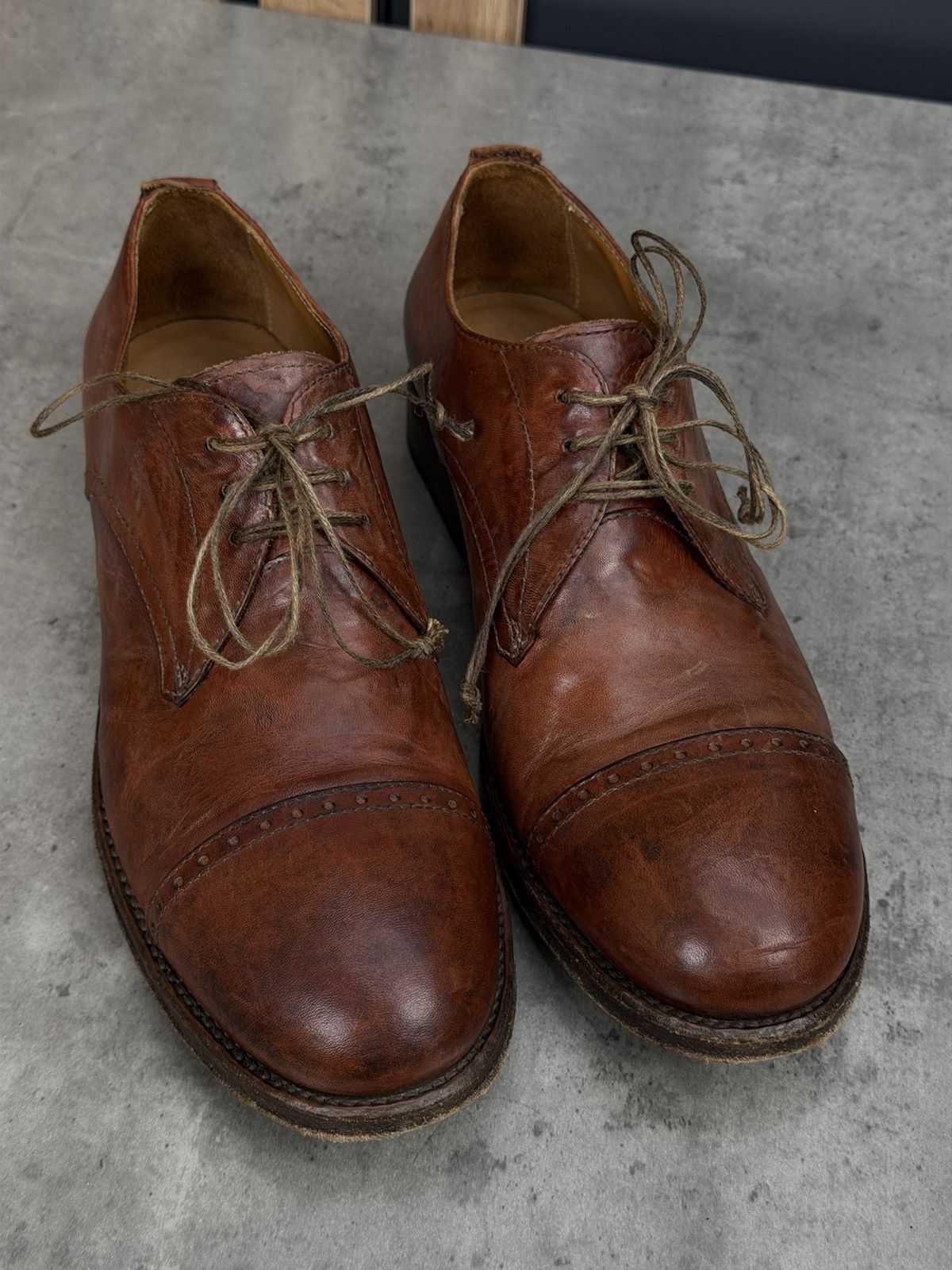 Shoto Shoto Avant-Garde Brown Leather Derby Shoes Handmade Size 42 Size US 9 / EU 42 - 4 Thumbnail