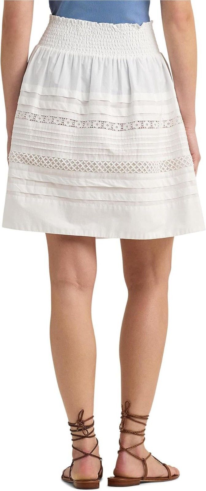 Polo Ralph Lauren LAUREN Ralph Lauren Cotton Broadcloth Miniskirt White ( XL ) Size 24" / US 00 / IT 34 - 2 Thumbnail
