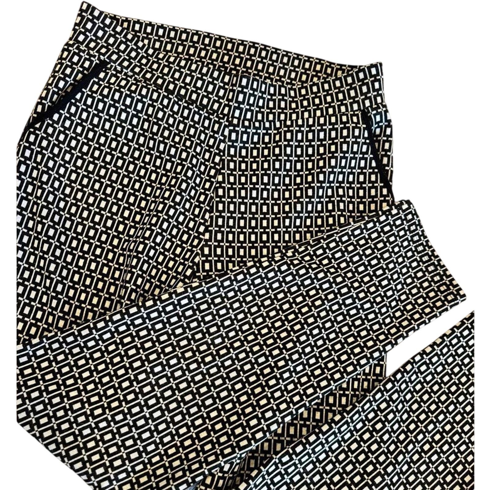 Designer Melissa Paige Stretch Black and White Printed Pants Pockets Size 32" / US 10 / IT 46 - 1 Thumbnail