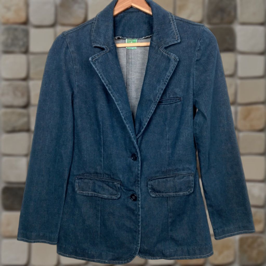 Wrangler VINTAGE Wrangler Blazer Denim Jacket Women Short 7 Blue Indigo Western Office Wear Jean Blazer Fall/Winter Women Size 28" / US 6 / IT 42 - 1 Thumbnail