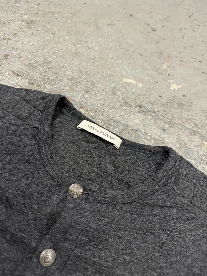 Designer × Pierre Balmain × Vintage 2000s Pierre Balmain Biker Henley Grey Longsleeves Size US S / EU 44-46 / 1 - 10 Thumbnail
