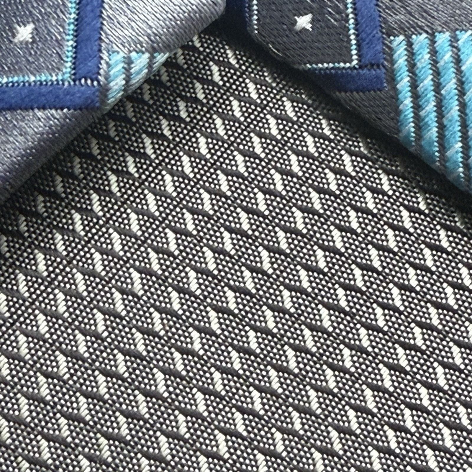 Alexander Julian ALEXANDER JULIAN COLOURS Light Blue Silver Geometric Squares Size ONE SIZE - 6 Thumbnail