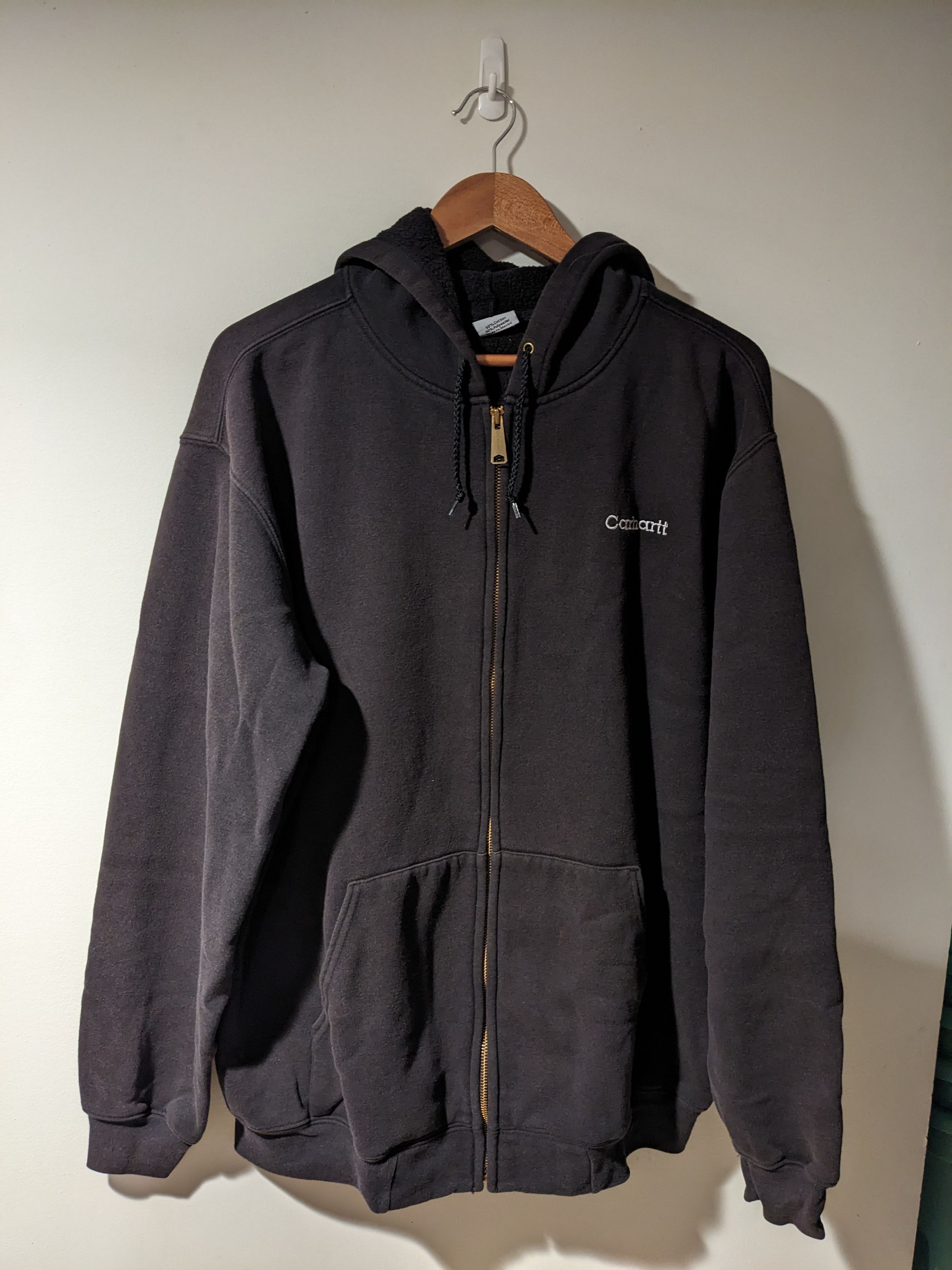 Vintage 90s Carhartt Spell Out Large Brown Full Zip Hoodie