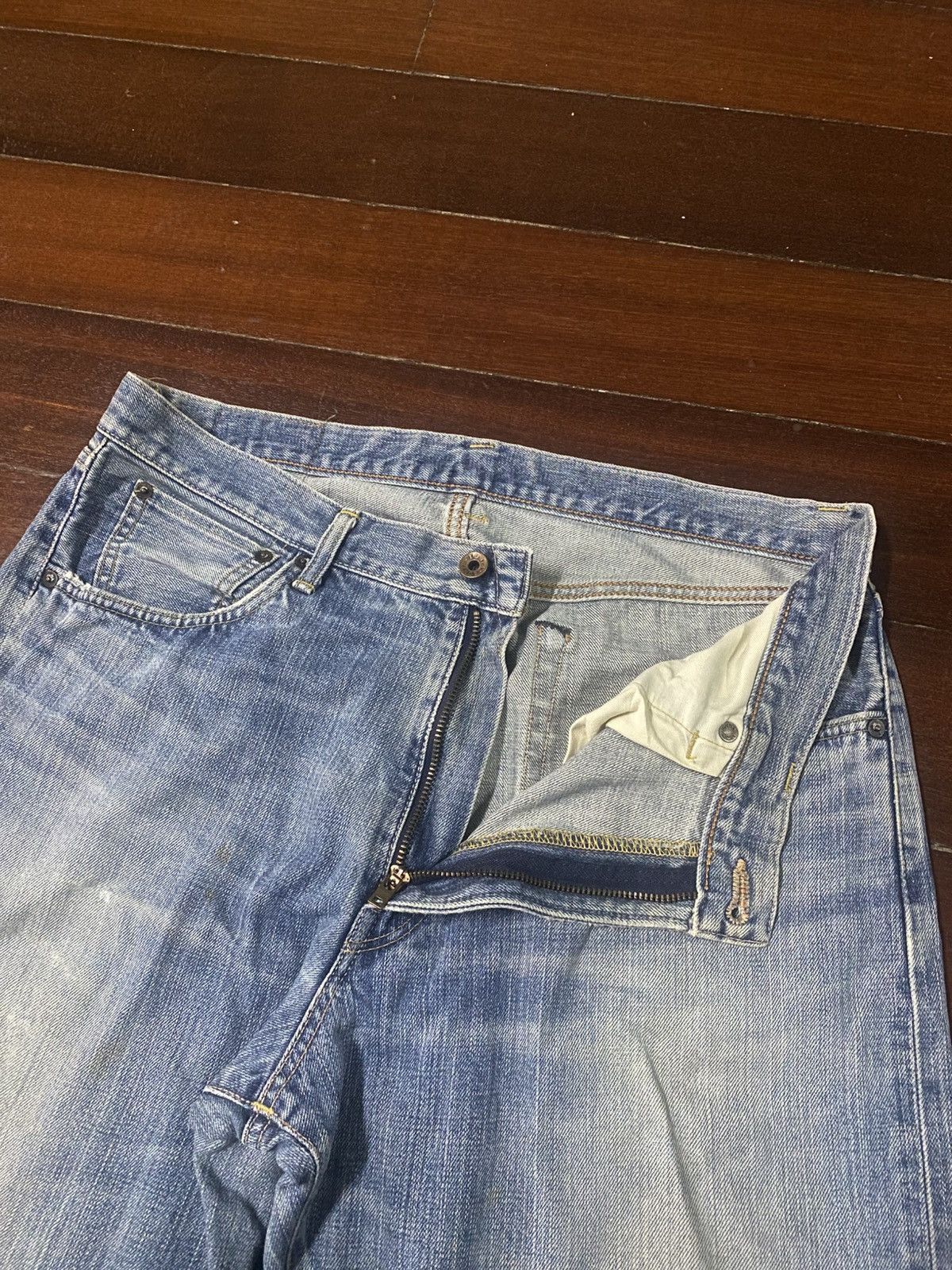 Edwin Vintage 90s Edwin 505 X mud wash distressed selvedge jeans Size US 37 - 20 Thumbnail