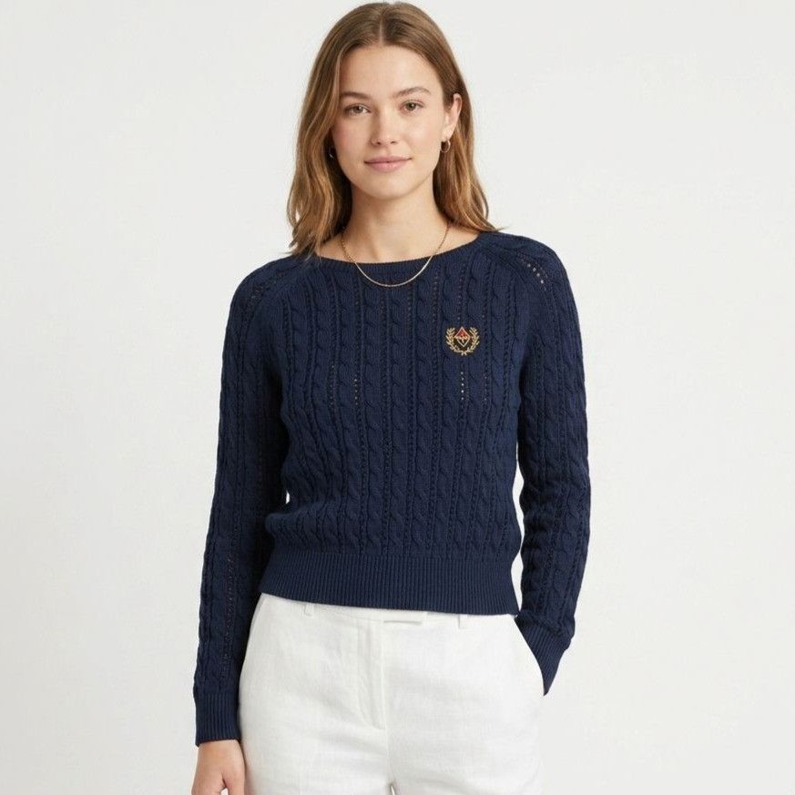 Other Dazy Women Navy Blue Cable Knit Pullover Sweater Size S Size S / US 4 / IT 40 - 1 Thumbnail