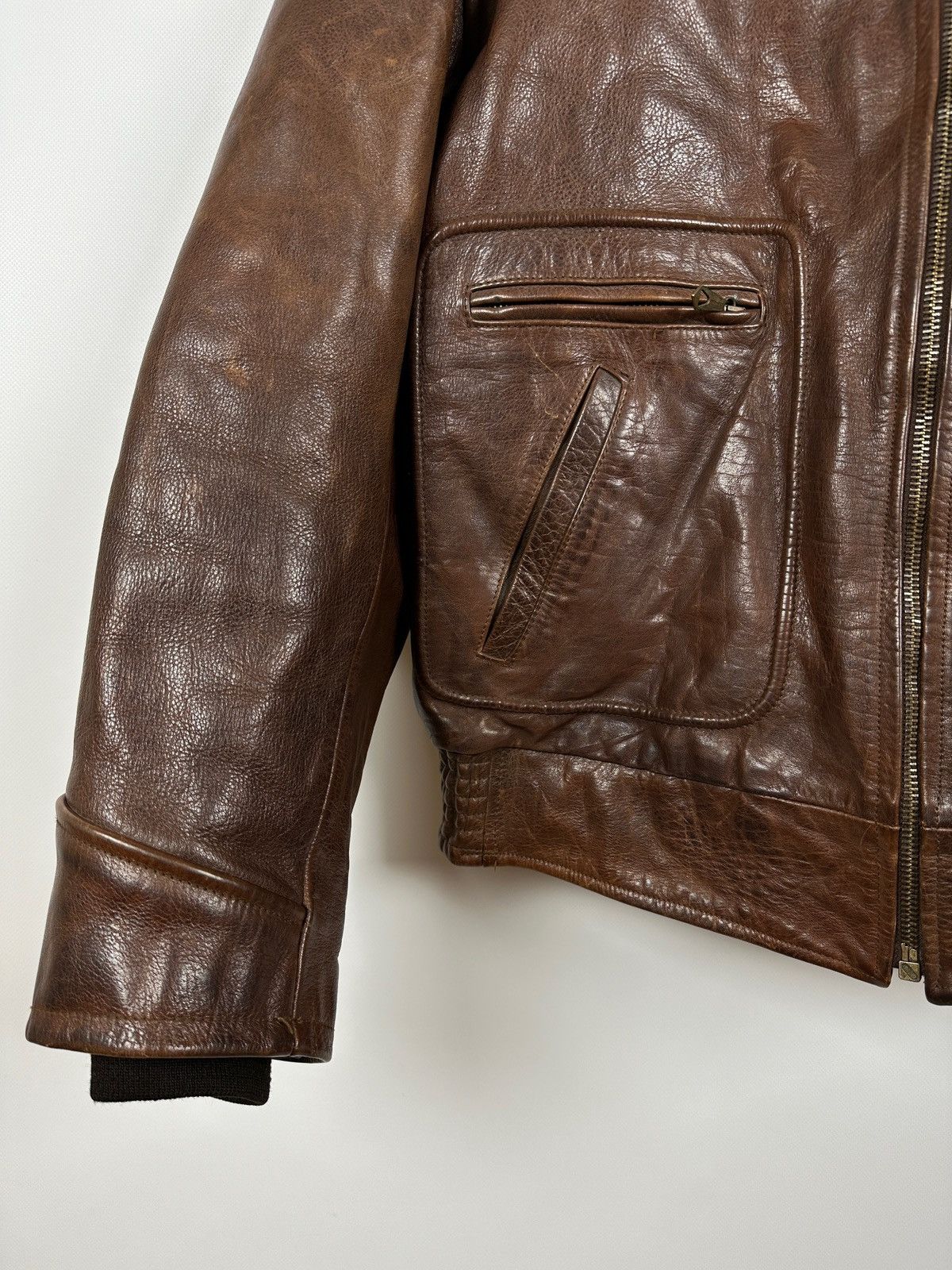 Chevignon Vintage Chevignon France A-2 Brown Heavy Leather Jacket Size US XL / EU 56 / 4 - 8 Thumbnail