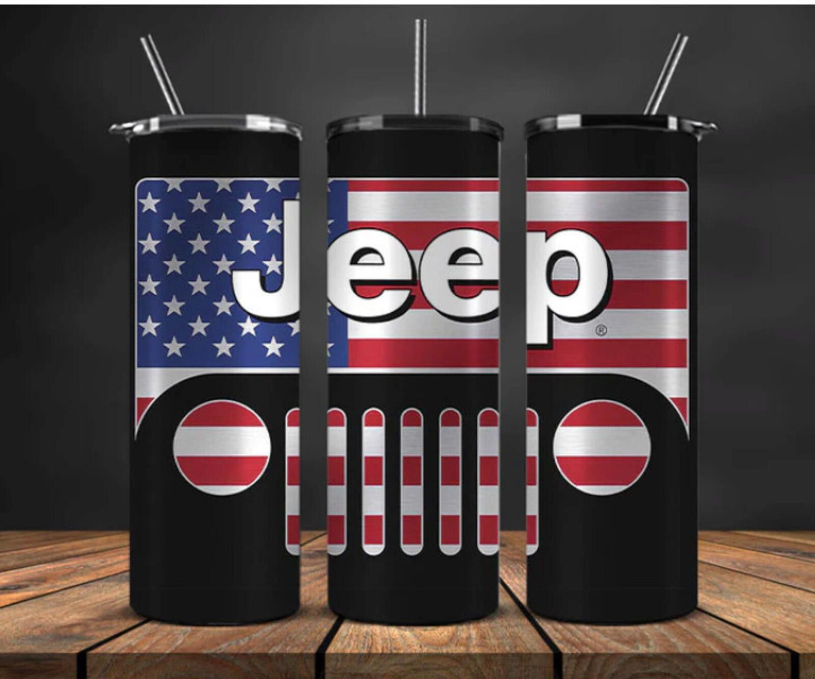 The Unbranded Brand Stainless Steel Tumbler (20 Oz) US Auto Jeep Flag Cover Size ONE SIZE - 1 Thumbnail