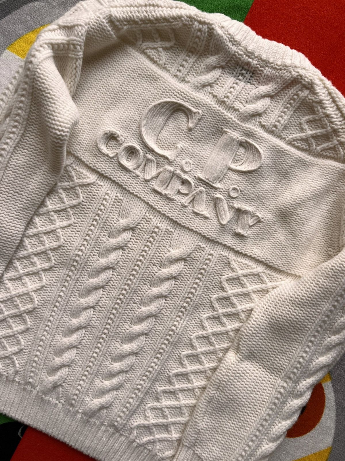 C.P. Company L C.P. Company Cable Knit Sweater Off White pullover jumper Size US L / EU 52-54 / 3 - 7 Thumbnail
