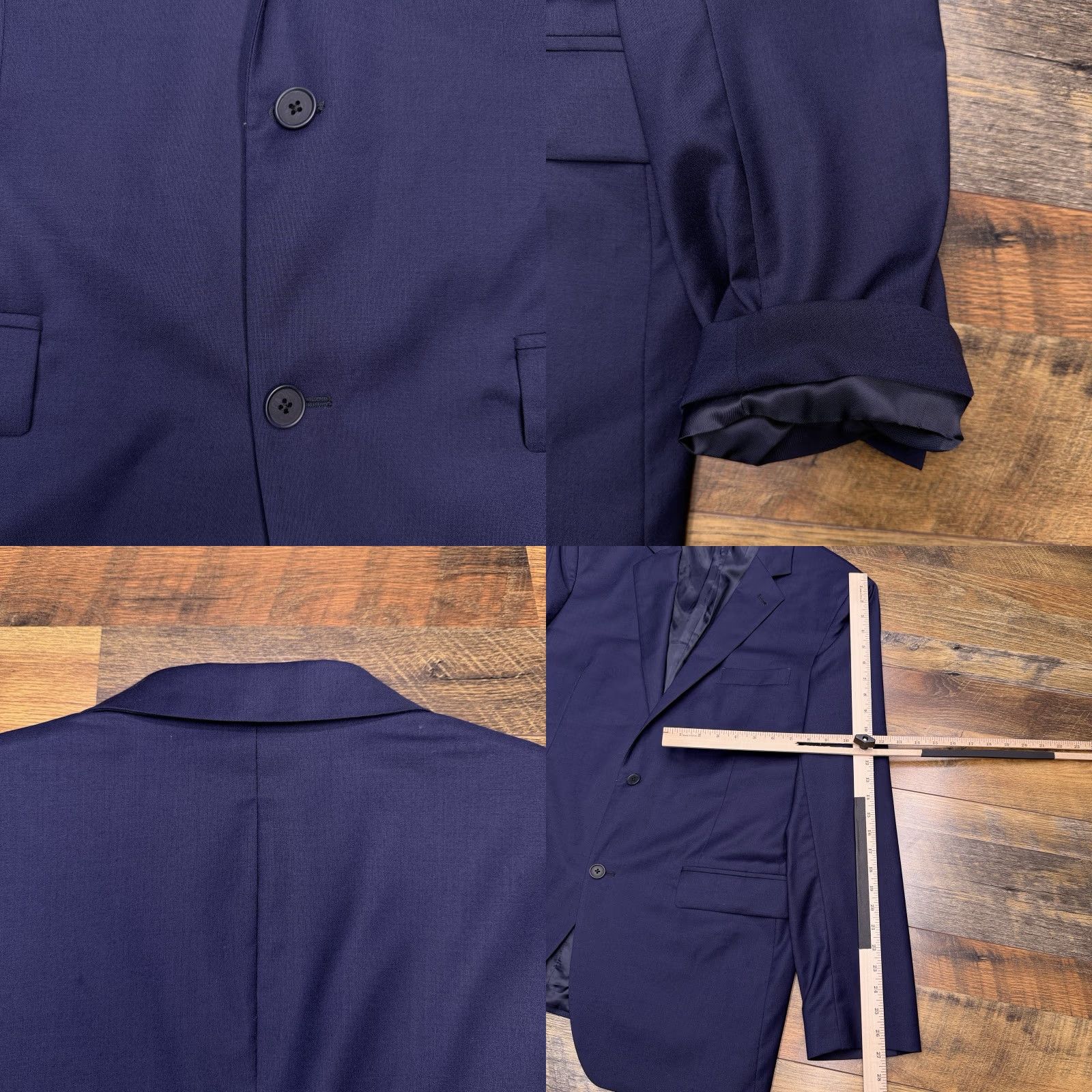Nordstrom Nordstrom Sport Coat Blue Navy Wool Elastane 46 Long Notch Lapel Slim Fit Single-Breasted 2-Button Dry Clean Only Vent Blazer Men Size 46R - 8 Thumbnail