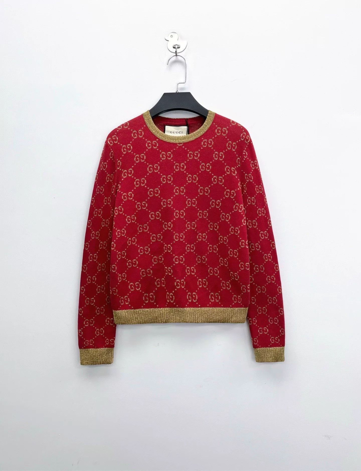 Gucci red gucci logo knit sweater with gold details Size XS / US 0-2 / IT 36-38 - 1 Thumbnail