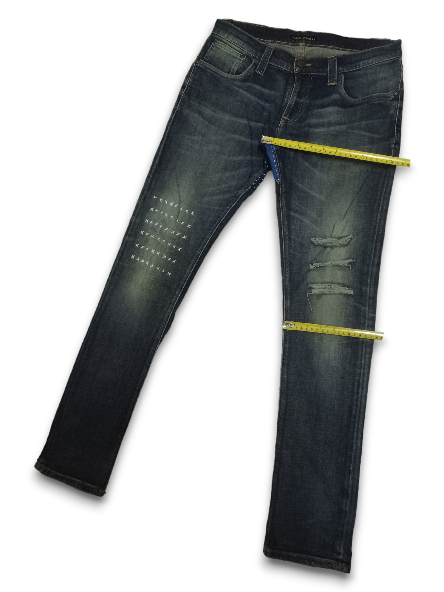 Nudie Jeans Vintage Nudie Mud Wash Slim Fit Distressed Jeans Size US 31 - 12 Thumbnail