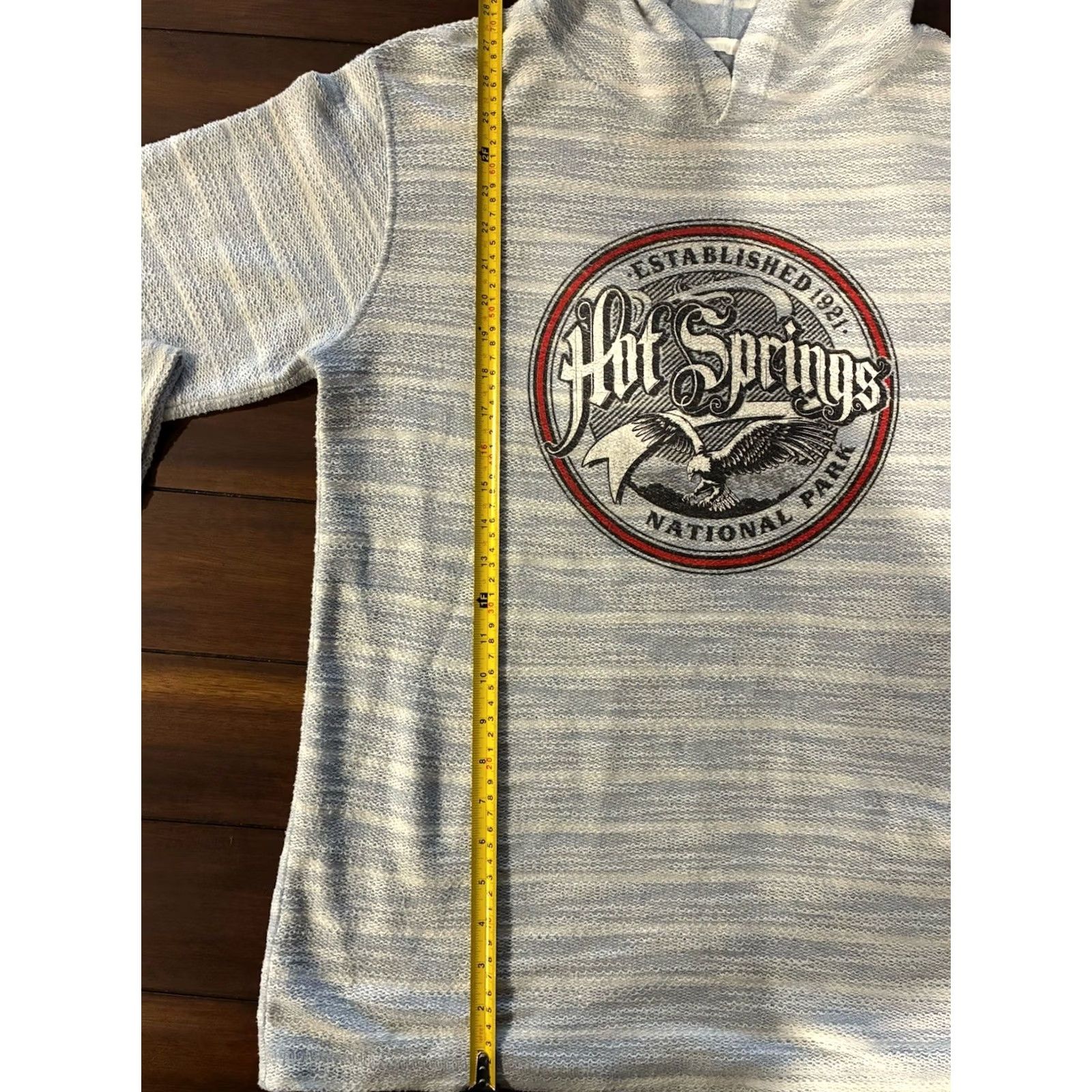 Vintage hot springs national park light gray textured hoodie mens M Medium Sweatshirt Pullover Gray Size US M / EU 48-50 / 2 - 6 Thumbnail