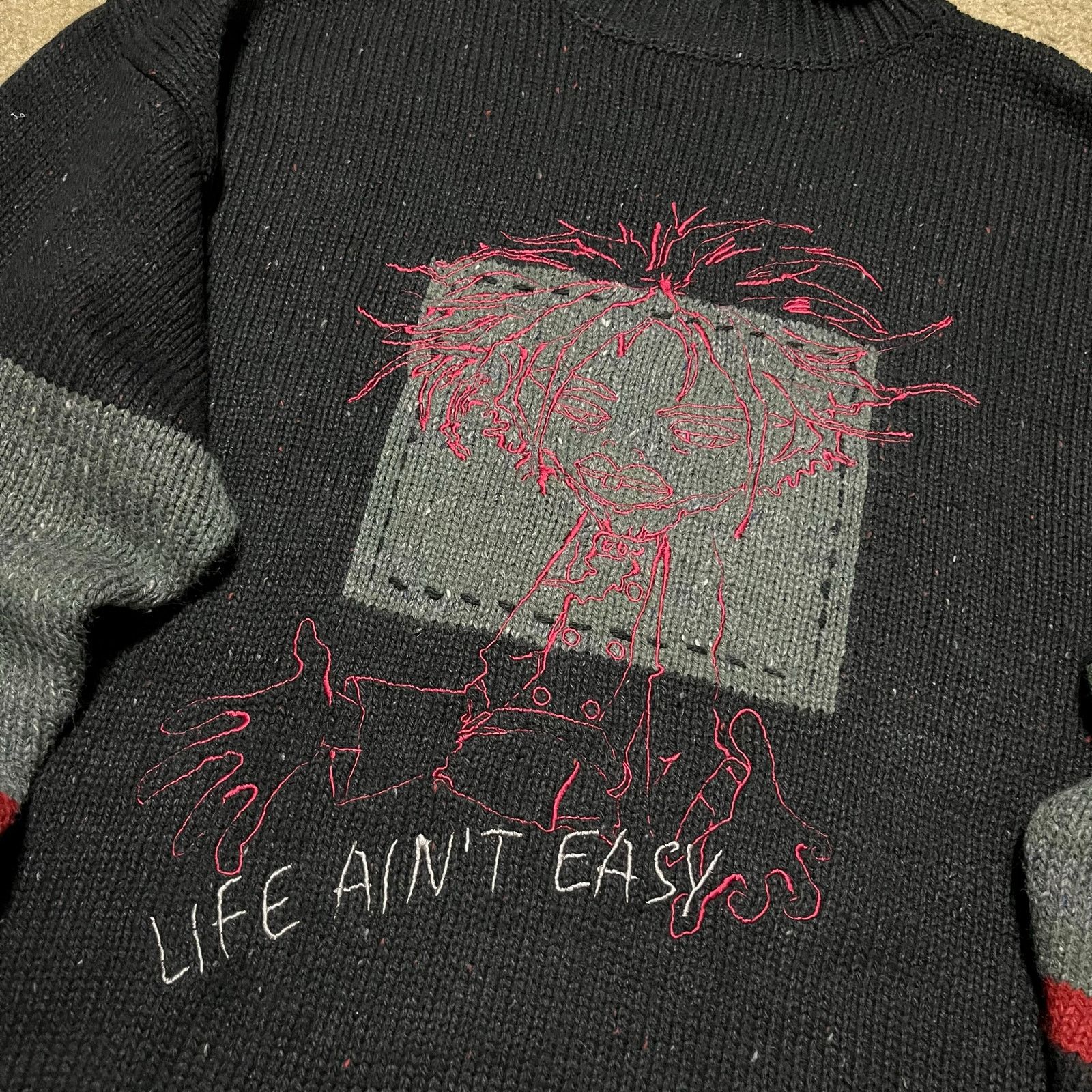 Other Y2K Godbody Life Ain’t Easy Knit Sweater Graphic Turtleneck Size US L / EU 52-54 / 3 - 3 Thumbnail