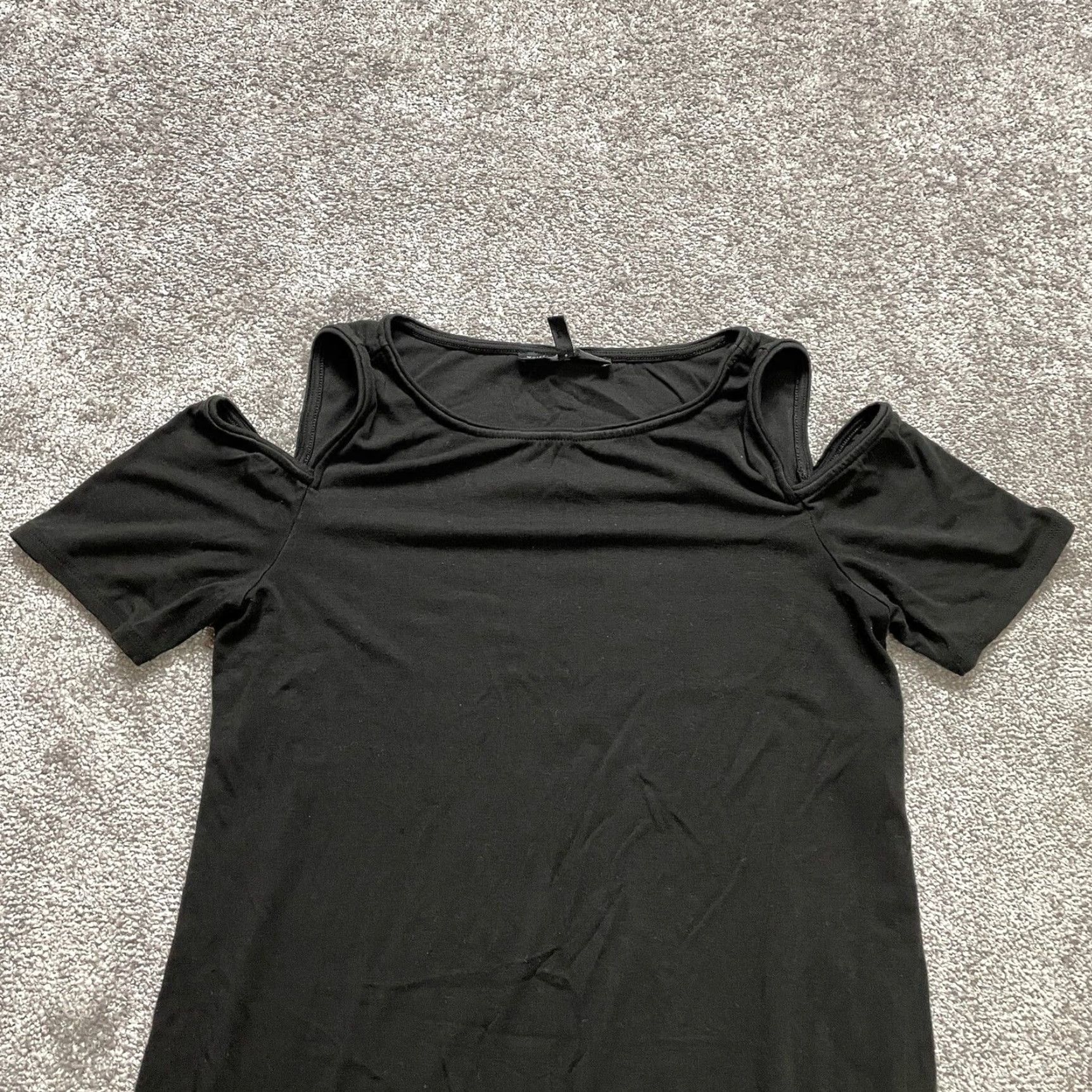 White House Black Market White House Black Market Shift Dress Womens L Black Cold Shoulder Sleeve Midi Knit Rayon Round Neck Casual Party/Cocktail Size L / US 10 / IT 46 - 2 Thumbnail