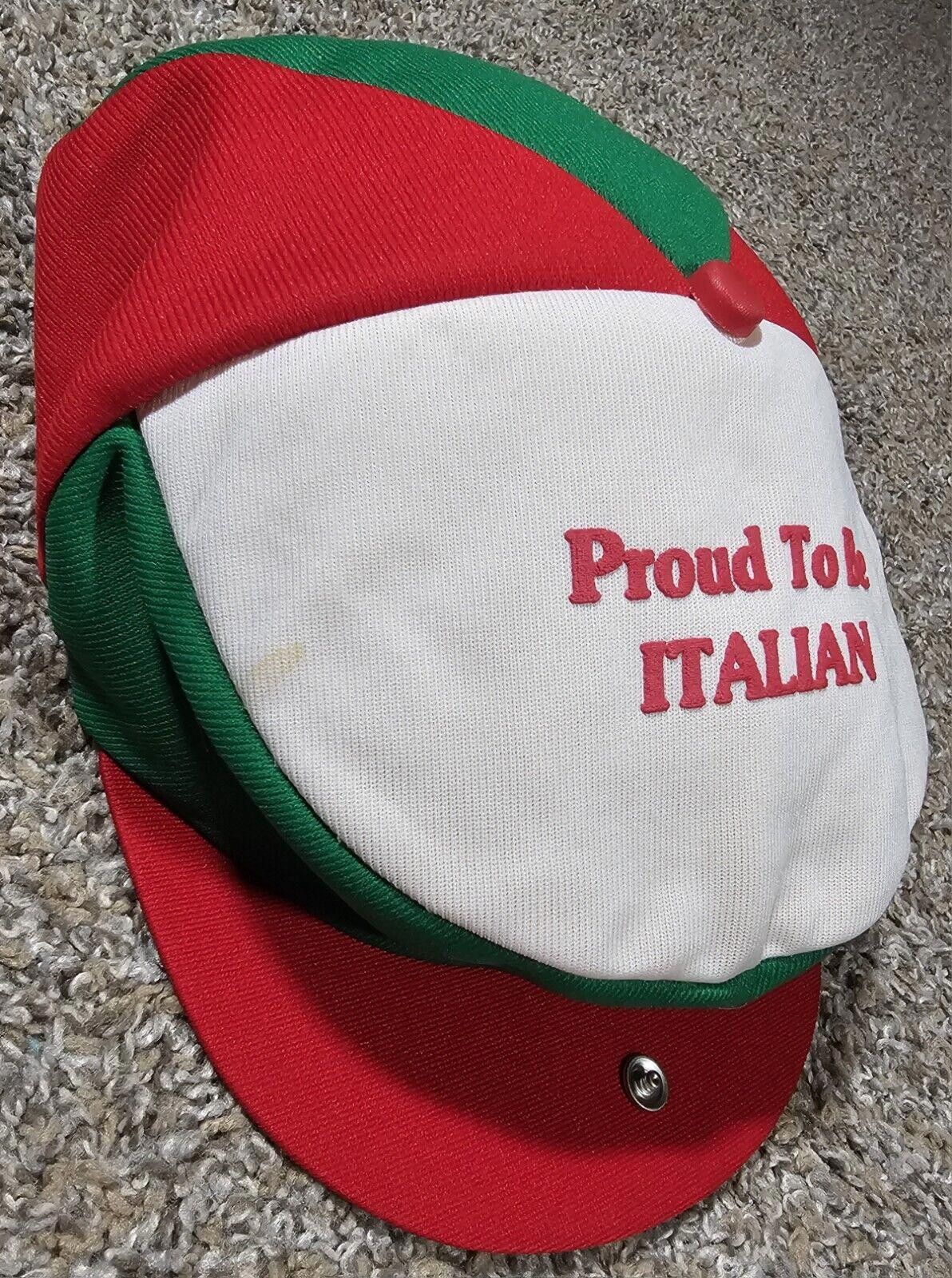 Designer Vtg Proud To Be Italian Pizza Button Hat SnapBack Red Green Size ONE SIZE - 4 Thumbnail