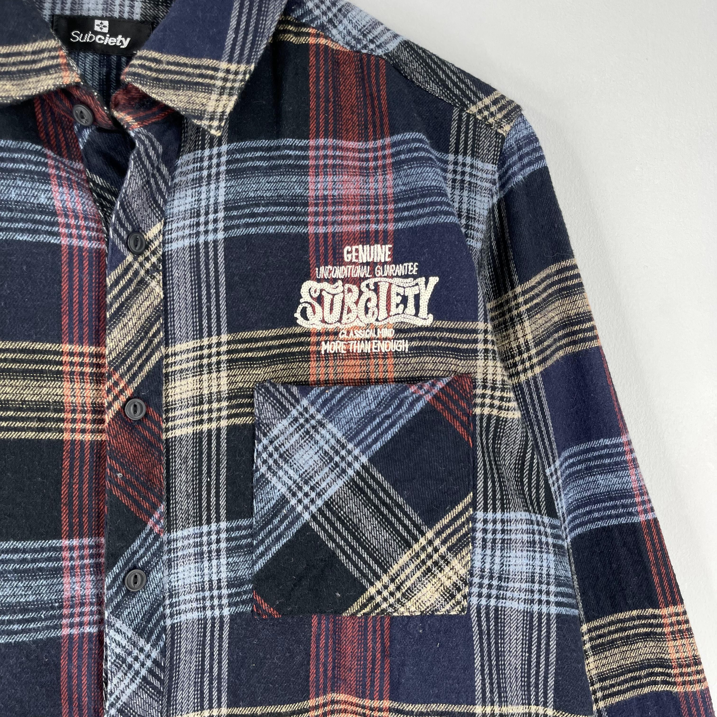 Japanese Brand Vintage Subciety Japan Checkered Tartan Minimalist Flannel Size US M / EU 48-50 / 2 - 6 Thumbnail