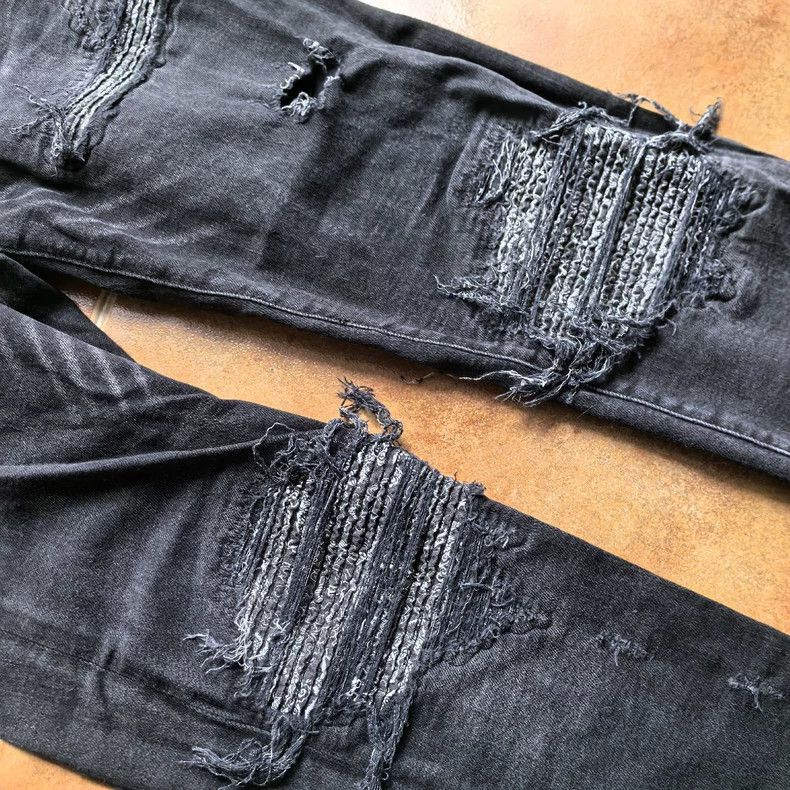 Amiri Amiri black patchwork mx1 denim jeans Size US 32 / EU 48 - 2 Thumbnail