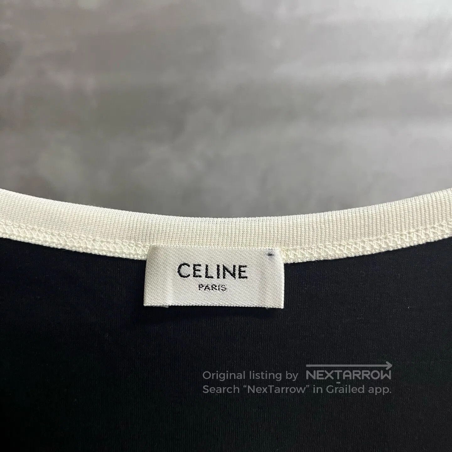Celine CELINE Letter-print round-neck straight-cut short strap to Size L / US 10 / IT 46 - 2 Thumbnail