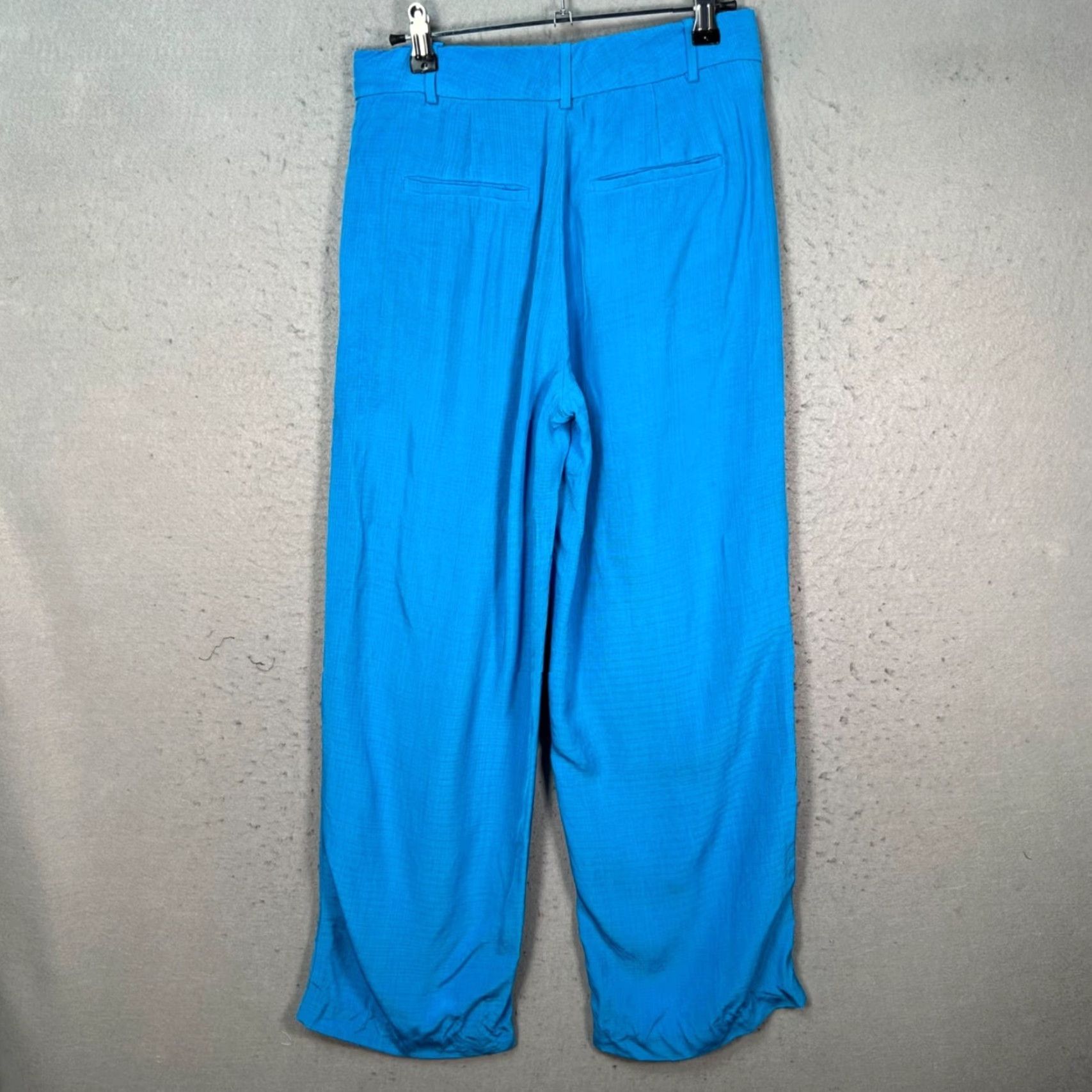 CO CO Womens 0 Blue Wide-Leg Pants 100% Viscose Dress Pants Flat Front Pockets Summer Spring Fall Womens Size 25" / US 0 / IT 36 - 2 Thumbnail