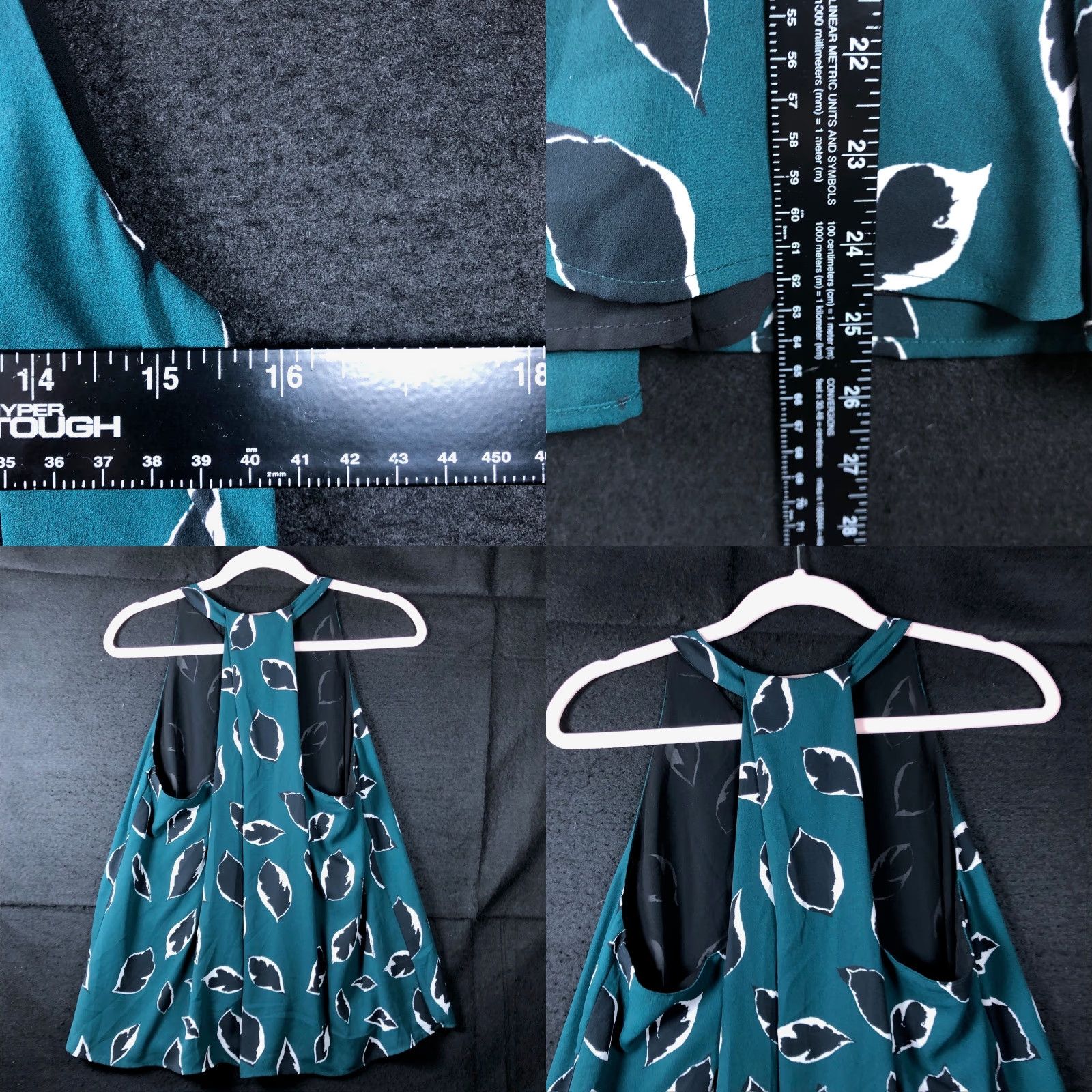 Loft LOFT Blouse Sleeveless Crew Neck Lined Dark Teal Leaf Print Womens Small Shirt Casual Workwear Boho Floral Pattern Short Size S / US 4 / IT 40 - 8 Thumbnail