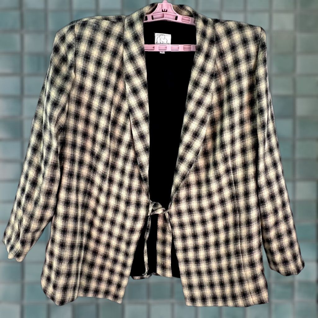 Vintage VINTAGE Gantos Beige Plaid Belted Blazer Jacket Womens Size 12 Long Sleeves Size XL / US 12-14 / IT 48-50 - 1 Thumbnail