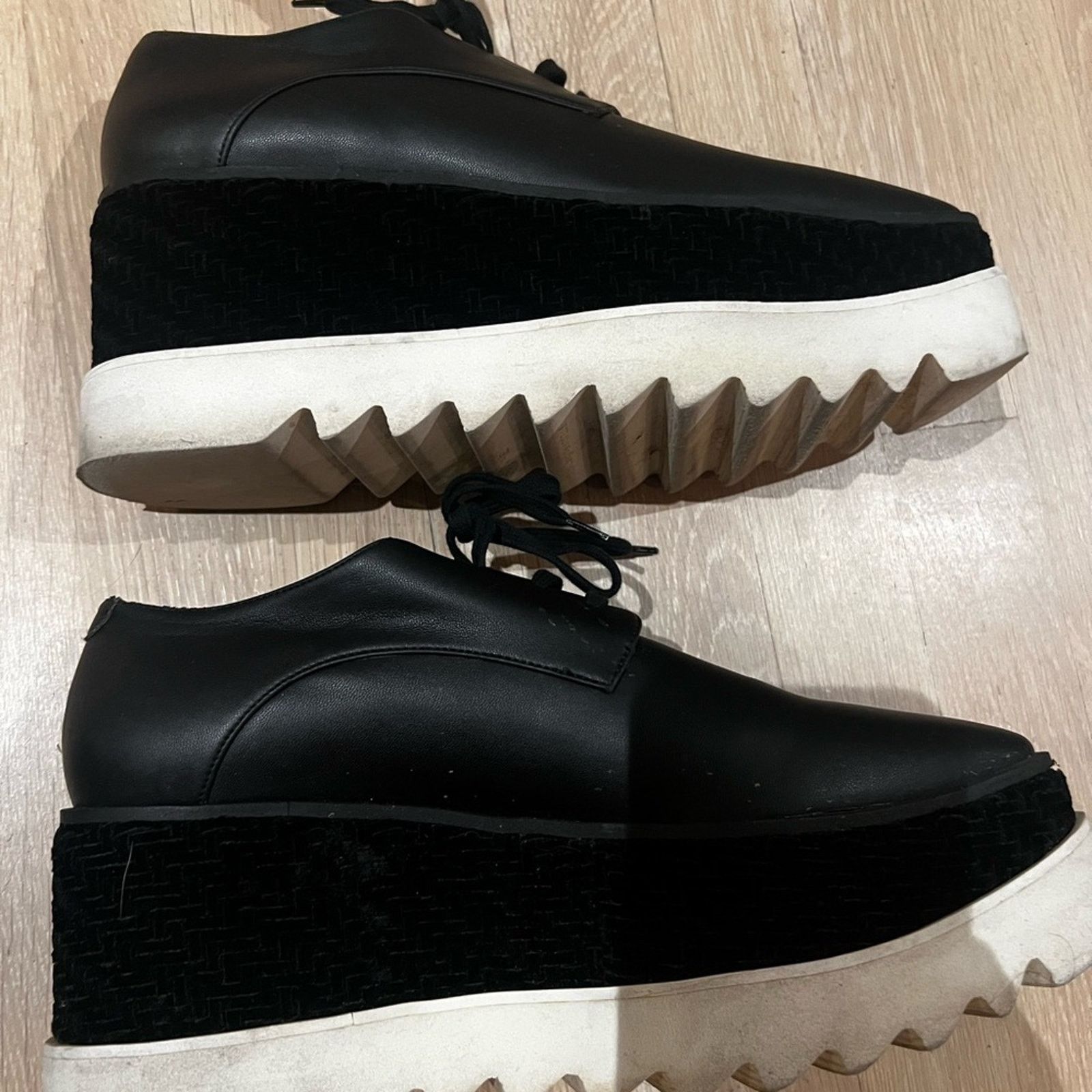 Stella McCartney Stella McCartney Black Vegan Platform Brogues Velvet 9.5 Size US 9.5 / IT 39.5 - 4 Thumbnail