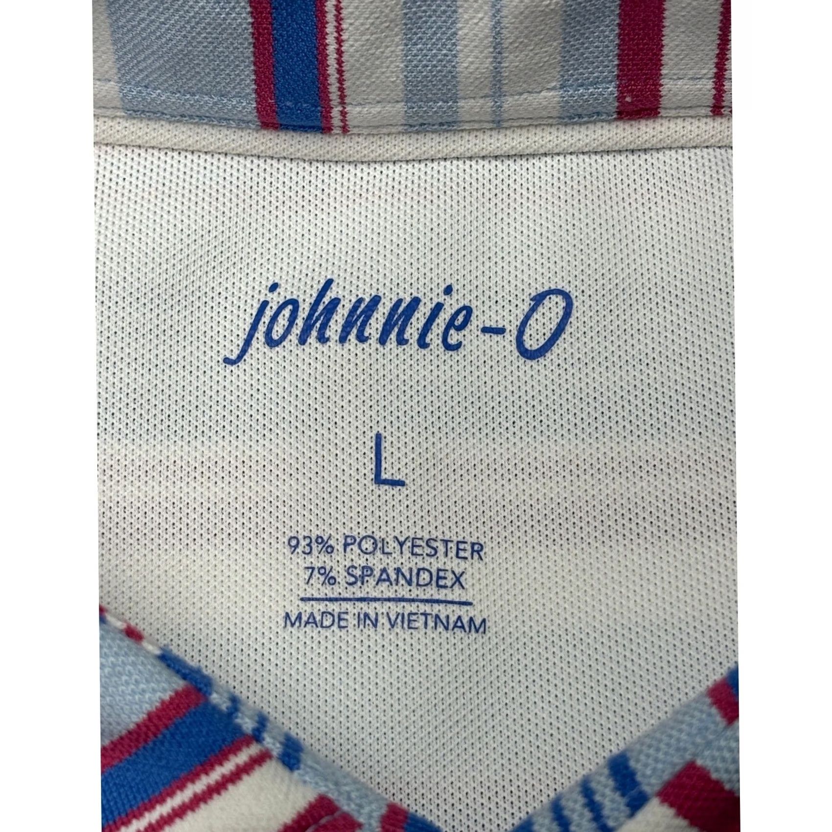 johnnie-O johnnie-O Mens L Striped Performance Golf Polo Shirt Blue Red White Multicolor Short Sleeve Casual/Activewear Shirt Size US L / EU 52-54 / 3 - 3 Thumbnail