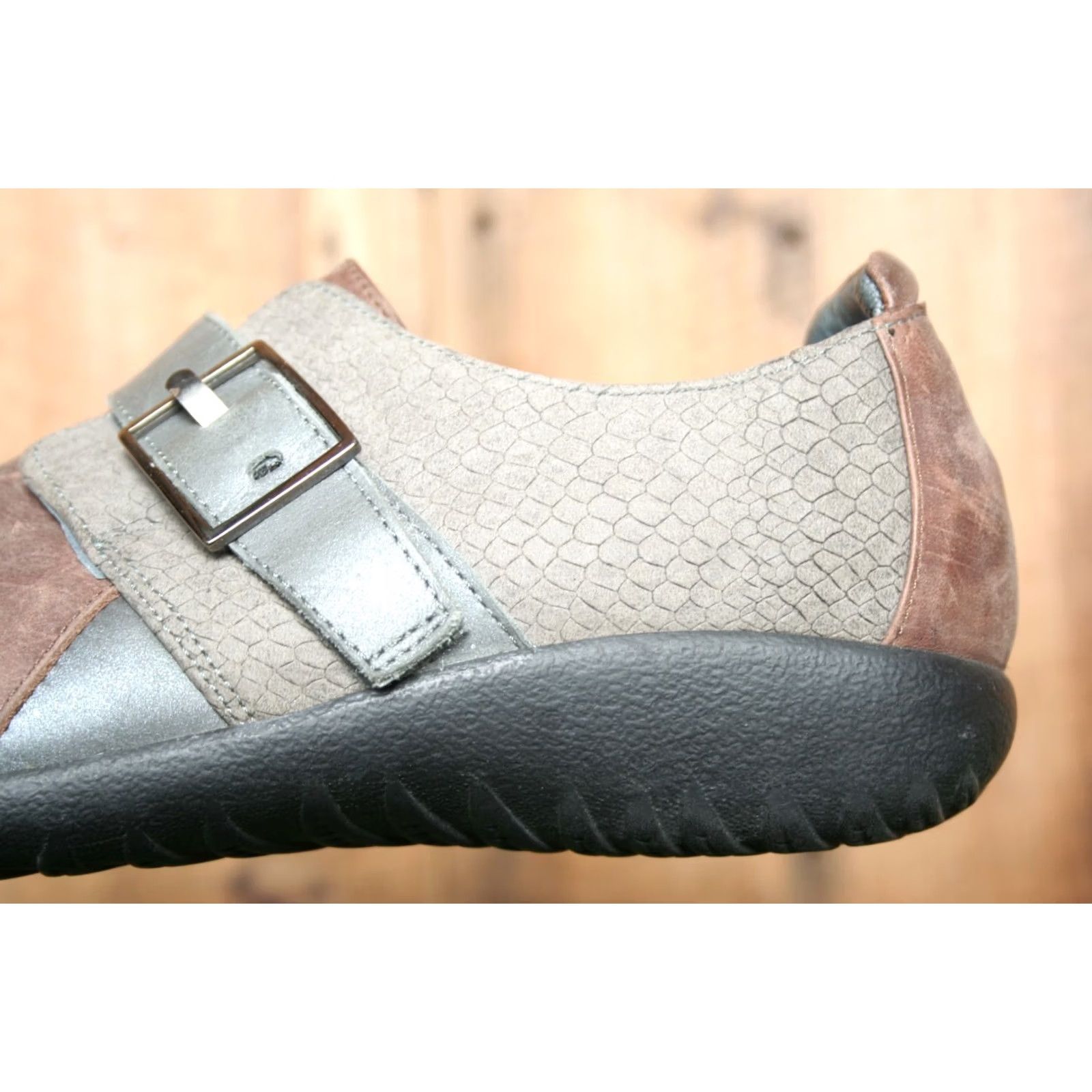 Vintage NAOT Tane Brown/Pewter/Gray Snake Print Leather Monk Strap Loafer EU 40 US 9 Women Size US 9 / IT 39 - 7 Thumbnail