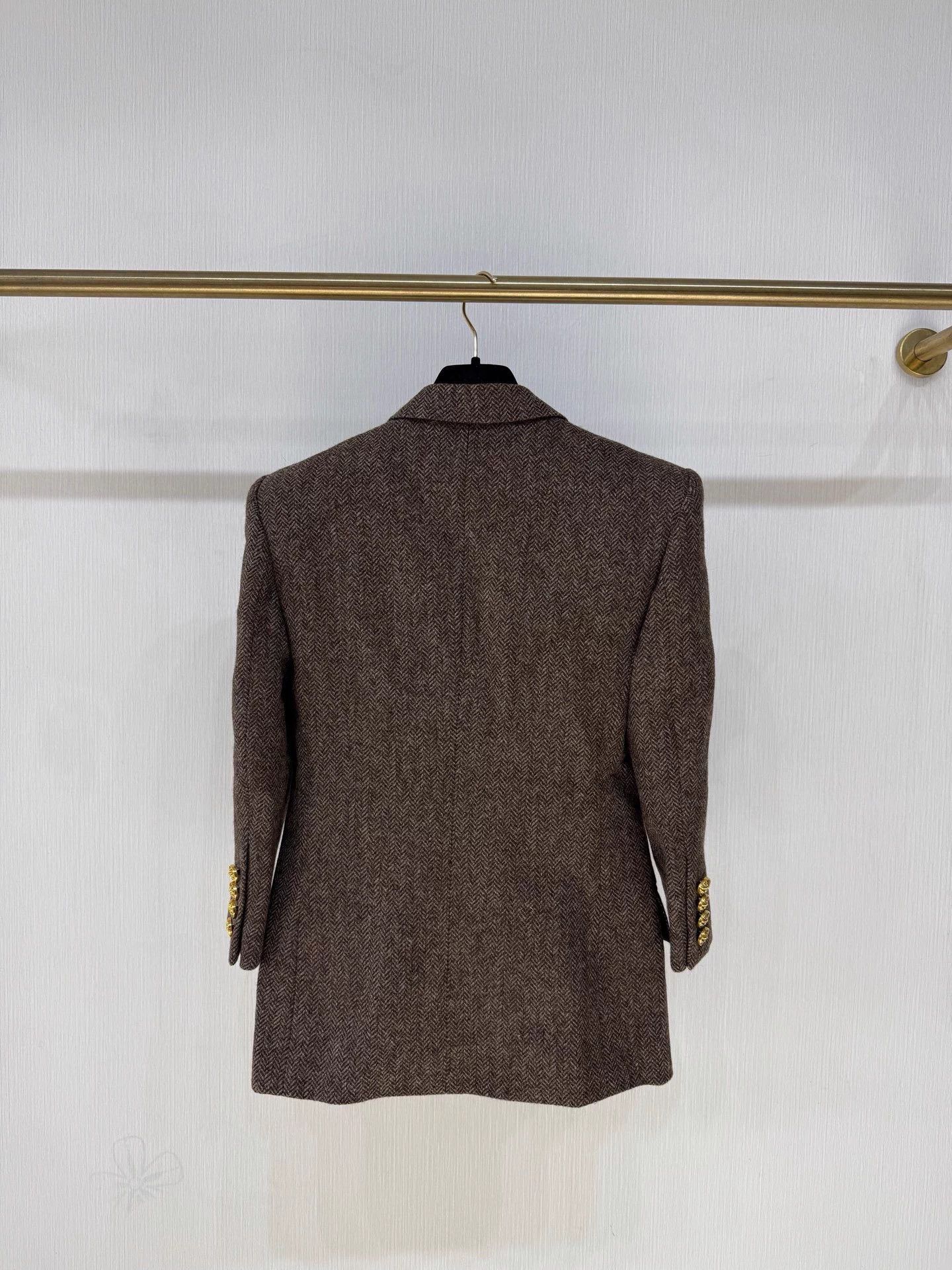 Saint Laurent Paris SLP Mocha DB V-stitched wool overcoat FR34 Size XS / US 0-2 / IT 36-38 - 3 Thumbnail