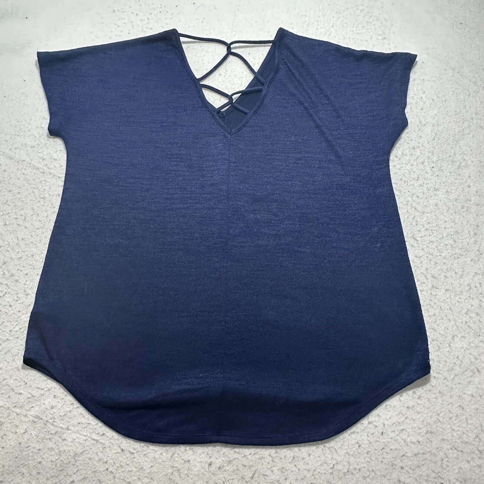 Other A.N.A. Large V-Neck Navy Blue Knit Round Hem T-Shirt Size L / US 10 / IT 46 - 10 Thumbnail