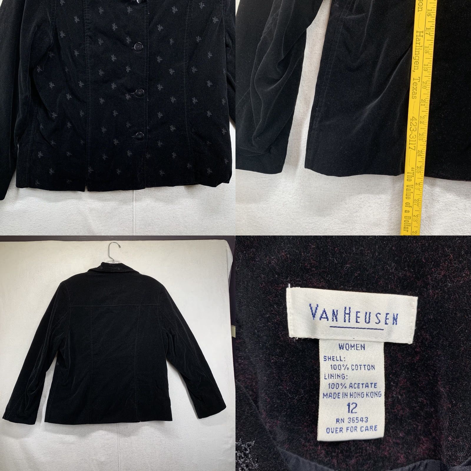 Van Heusen Van Heusen Velvet Jacket Women’s Size 12 Black Floral Embroidered Lined Button Closure Gothic Dark Academia 80s 90s Womens Size XL / US 12-14 / IT 48-50 - 8 Thumbnail