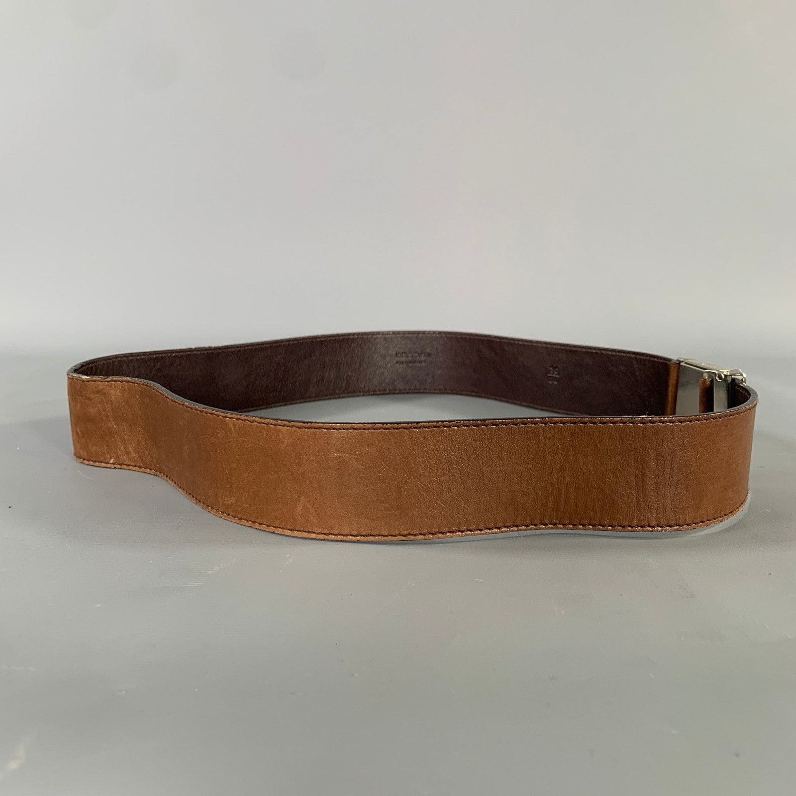 Prada PRADA Brown Leather Belt Size 28 - 2 Thumbnail