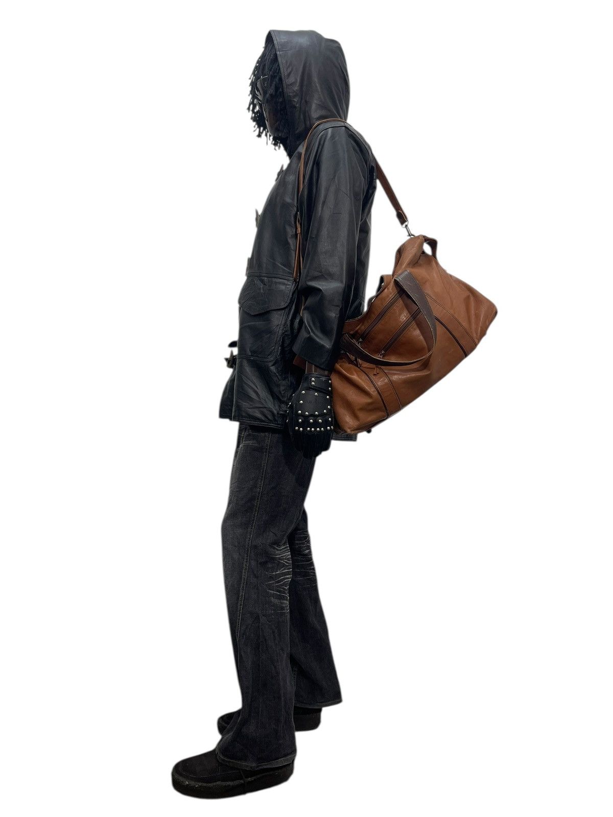 Leather Real Leather Patina Vtg Unknown Japan Duffle Travel Bag 9🟩 Size ONE SIZE - 3 Thumbnail