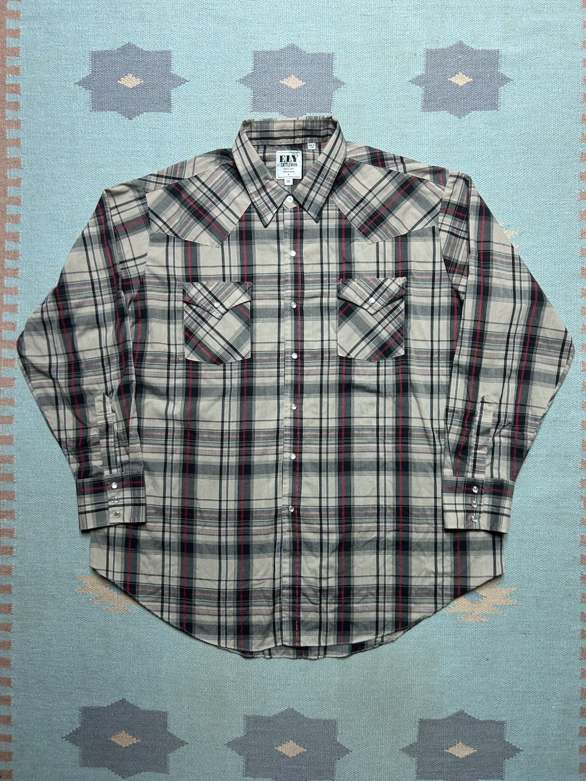 Vintage Ely Cattleman pearl snap shirt plaid western cowboy XXL Size US XXL / EU 58 / 5 - 1 Thumbnail