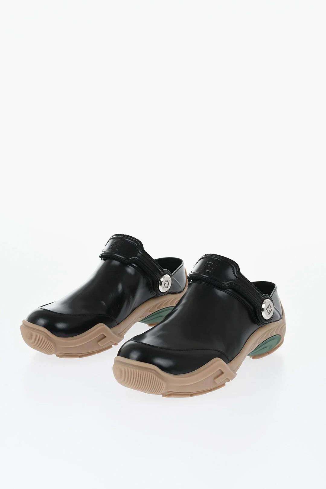 Fendi og1mm0326 Brushed-Leather Mules in Black & White Size US 9 / EU 42 - 2 Thumbnail