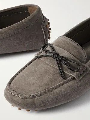 Brunello Cucinelli o1y0725 Leather Loafers in Taupe Gray Size US 7.5 / IT 37.5 - 4 Thumbnail