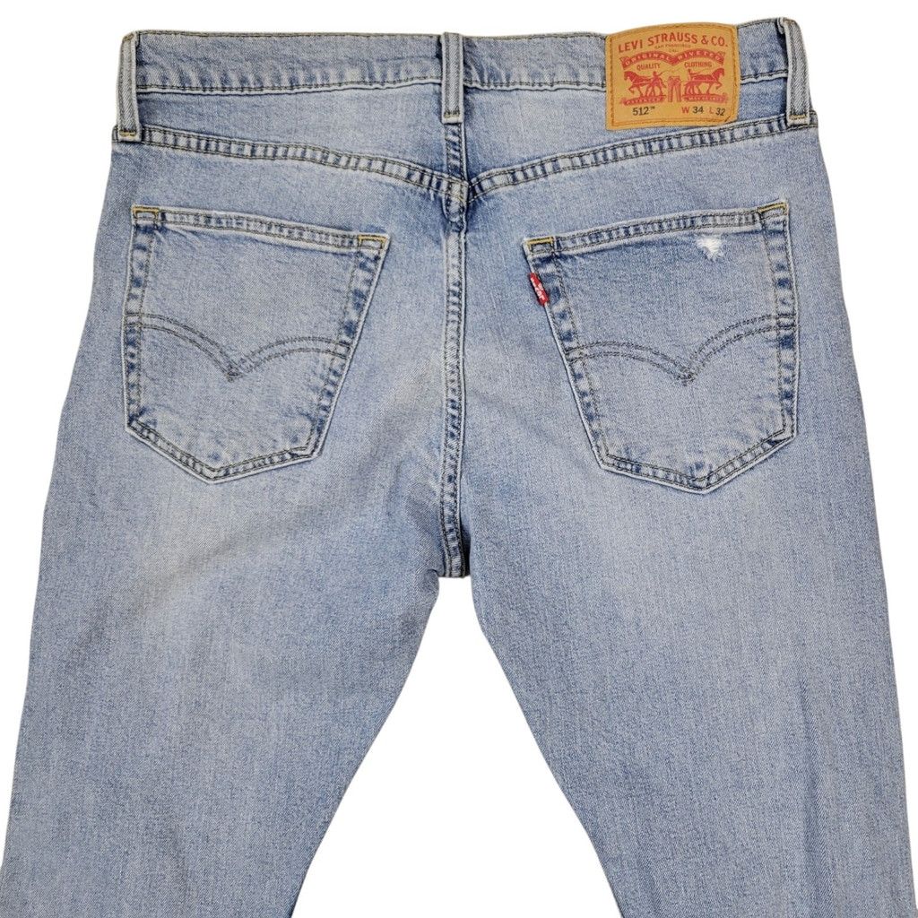 Levi's Levi's 512 Straight Slim Distressed Blue Zip-Fly Cotton Size US 34 / EU 50 - 7 Thumbnail
