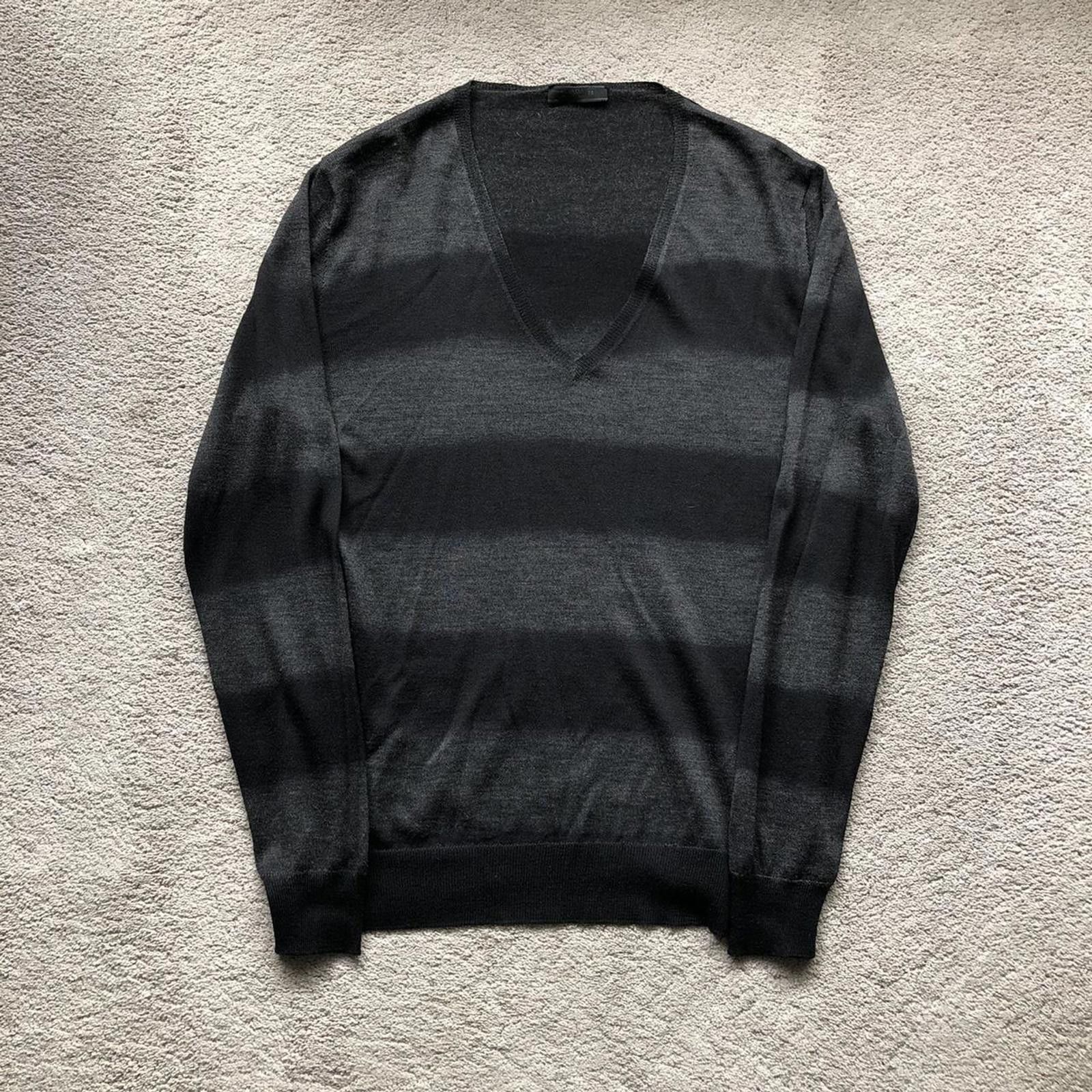 Prada Prada Striped Wool V Neck Sweater Jumper Sweatshirt Size US L / EU 52-54 / 3 - 1 Thumbnail