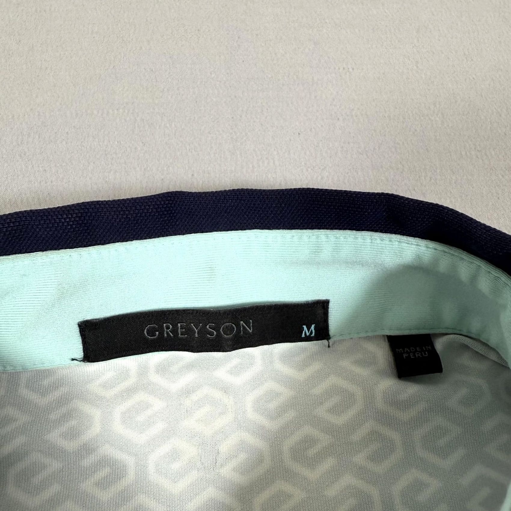 Vintage Greyson Polo Shirt Mens Medium Blue Geometric Print Golf Polo Stretch Performance Moisture Wicking Size US M / EU 48-50 / 2 - 7 Thumbnail