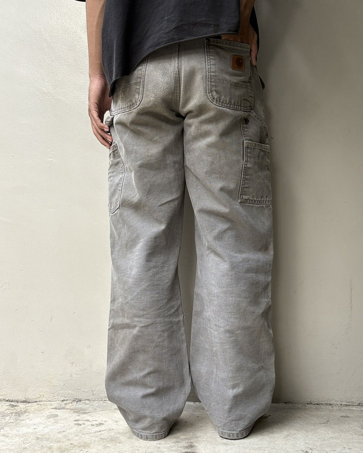 Carhartt Vintage Faded Gray Thrashed Carhartt Double Knee Pants Size US 30 / EU 46 - 5 Thumbnail