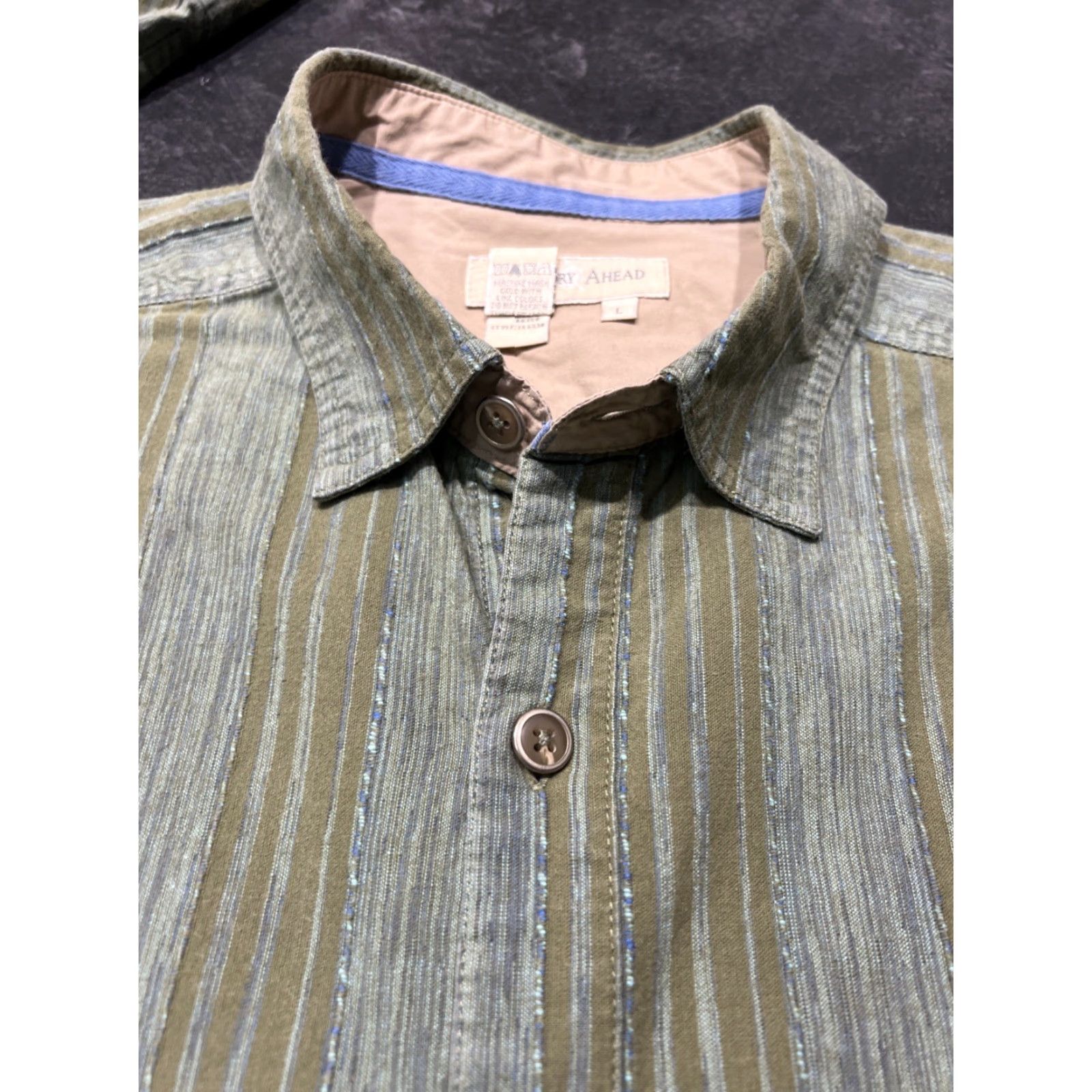 The Territory Ahead Territory Ahead Shirt Mens L Green Stripe Long Sleeve Casual Button-Up Size US L / EU 52-54 / 3 - 6 Thumbnail