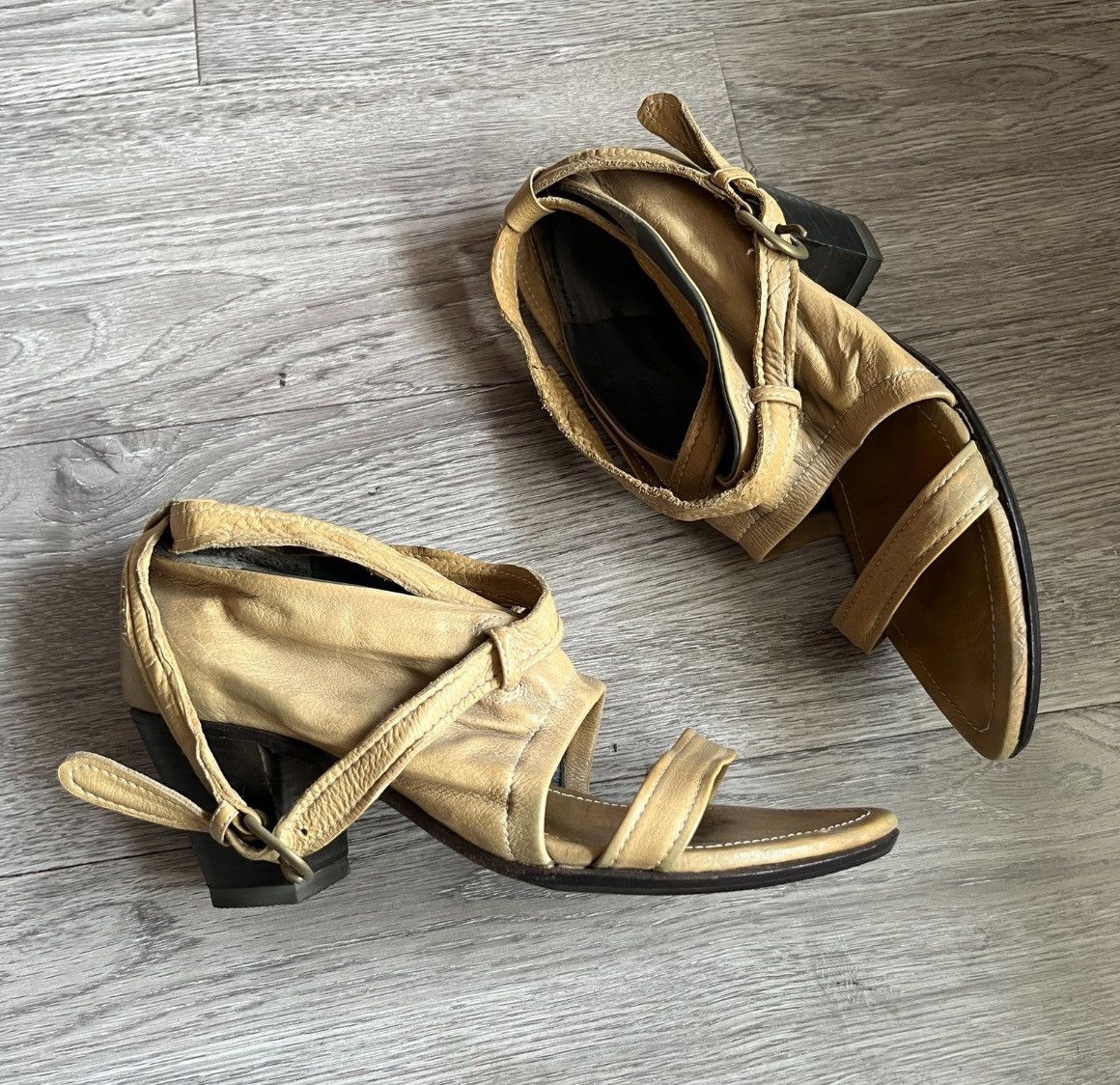 Japanese Brand × Maison MIHARA YASUHIRO mihara yasuhiro distressed leather strap sandals Size US 6 / IT 36 - 2 Thumbnail