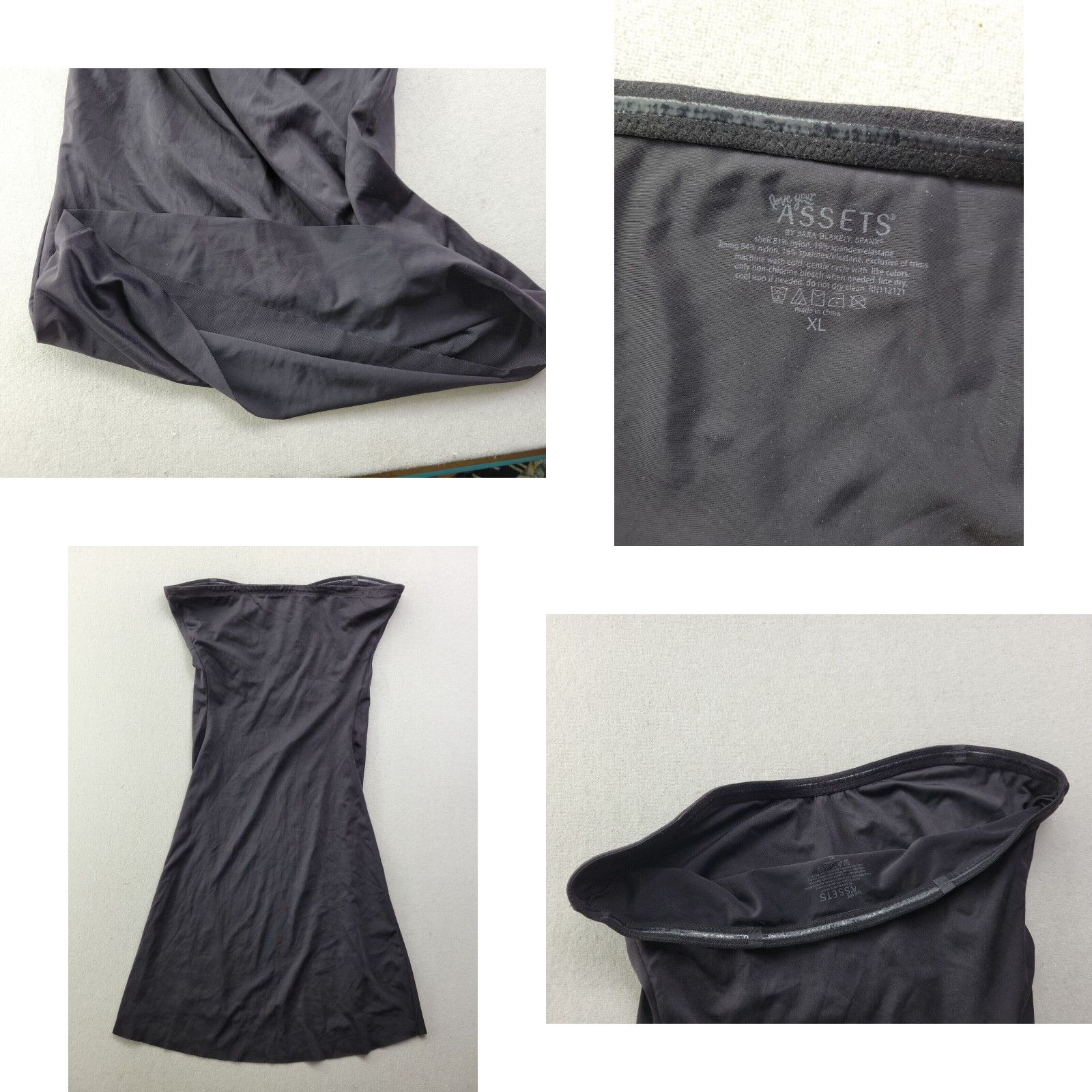 Spanx Assets Spanx XL Black Compression Tummy Control Strapless Slip Dress  Grip Strip