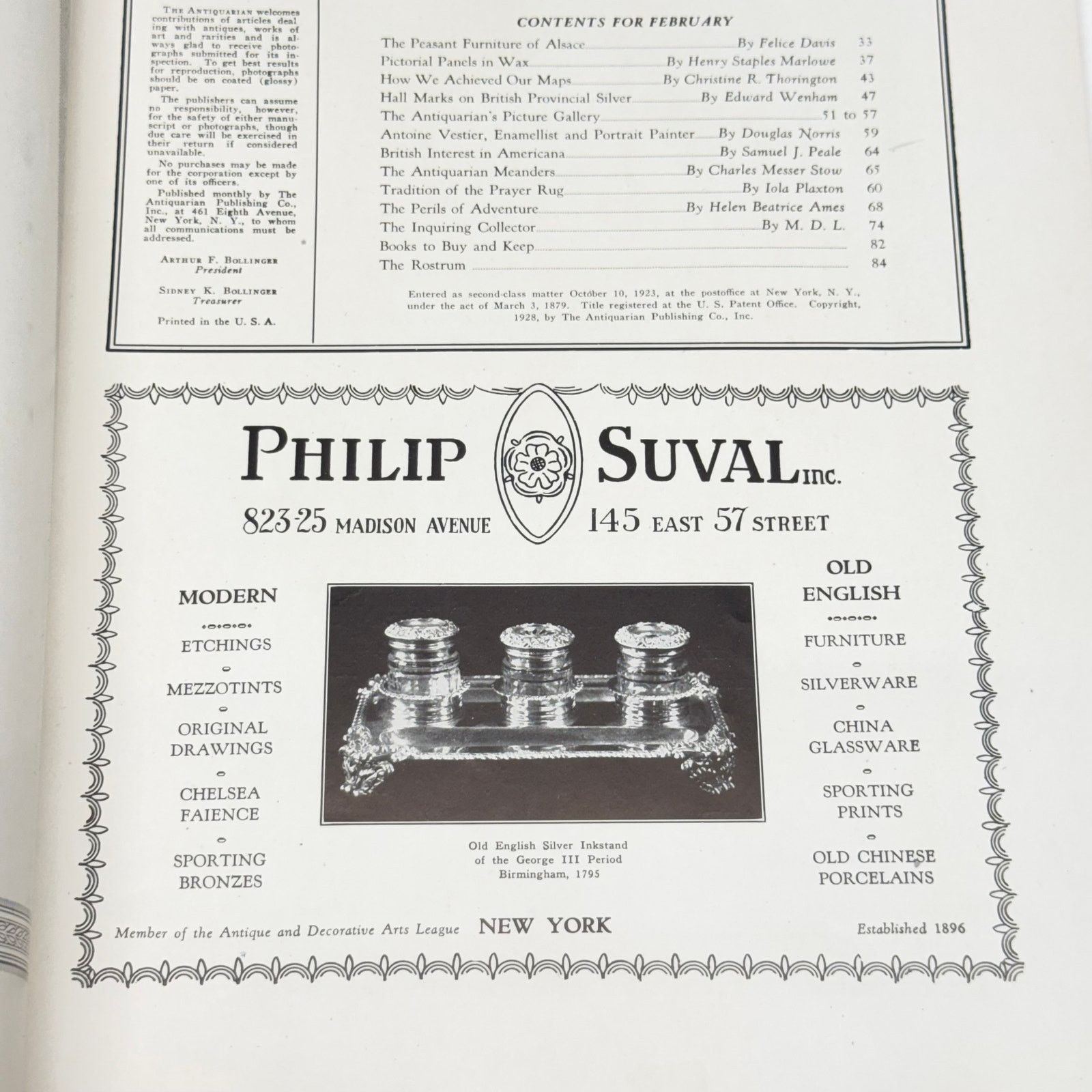 Vintage The Antiquarian Magazine Vol X No 1 February 1928 Ephemera Size ONE SIZE - 7 Thumbnail