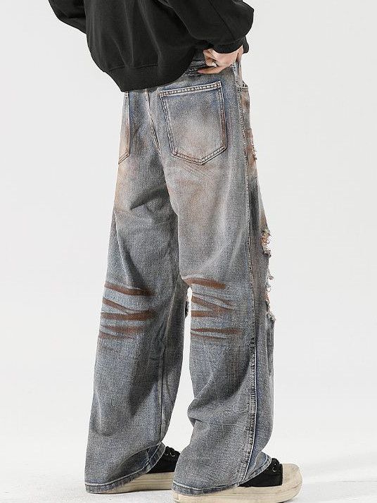 Japanese Brand × Vintage Ripped Printed Jeans Men's Vintage Straight Trousers Size US 32 / EU 48 - 4 Thumbnail