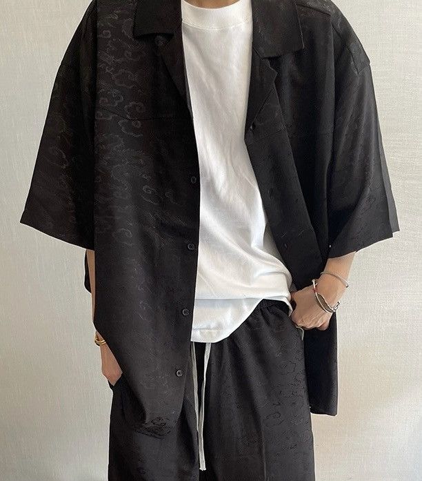 Japanese Brand × Vintage Outdoor retro embroidered dragon jacquard silky shirt Size US XL / EU 56 / 4 - 3 Thumbnail