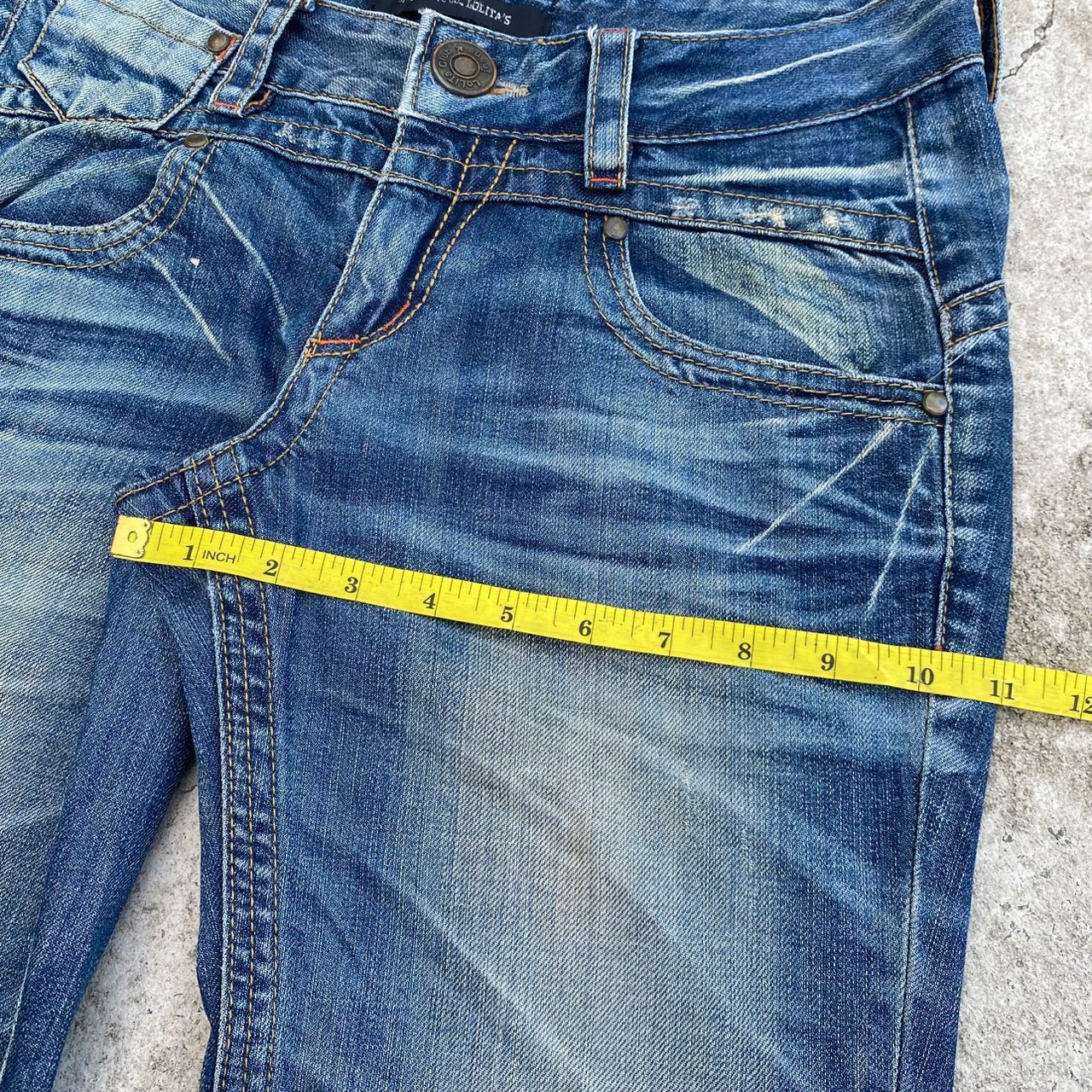 Japanese Brand Vintage Lolita Jeans Flare Distressed Denim Size 32" / US 10 / IT 46 - 7 Thumbnail