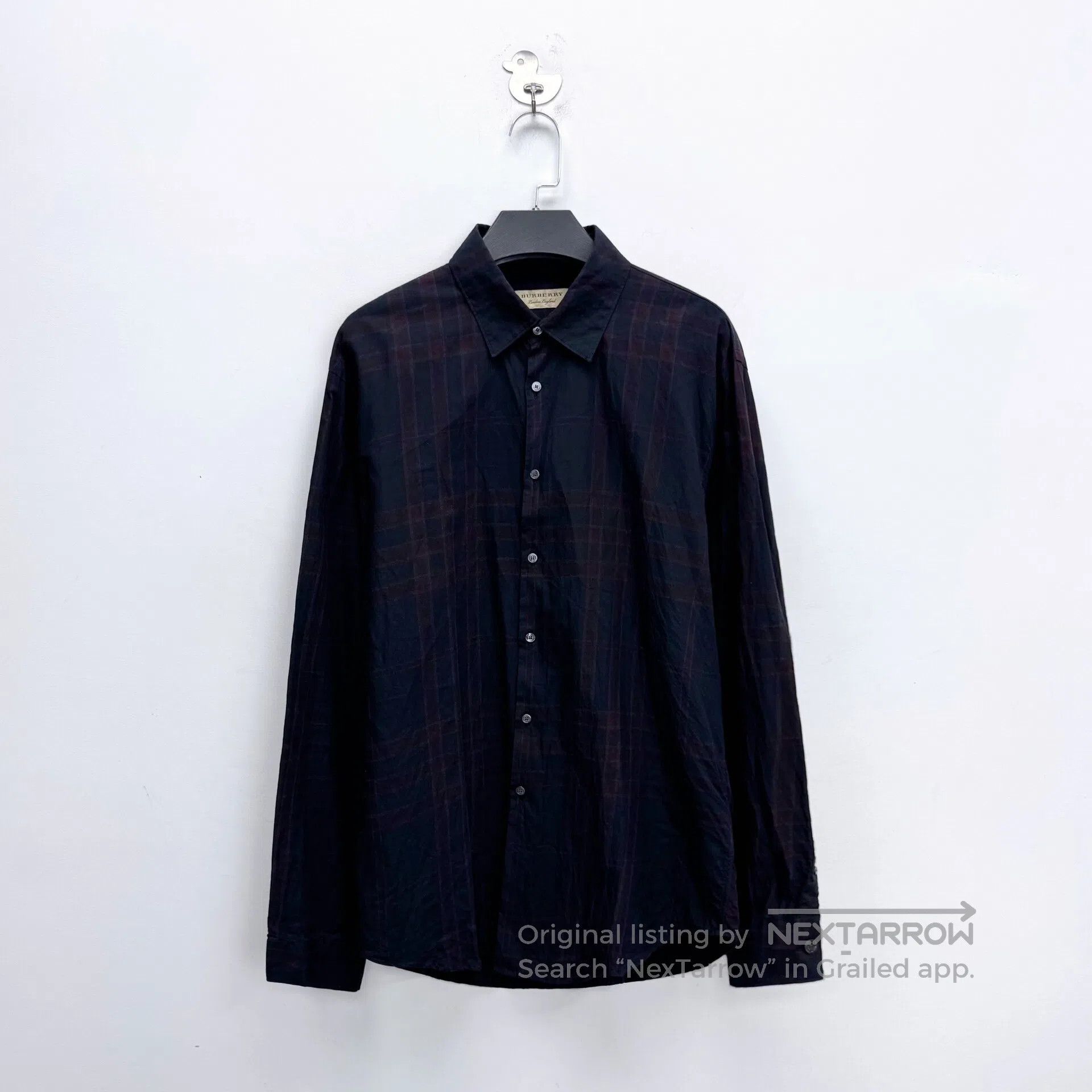 Burberry Burberry Black and Burgundy Plaid Long Sleeve Shirt Jacket Size US L / EU 52-54 / 3 - 1 Thumbnail